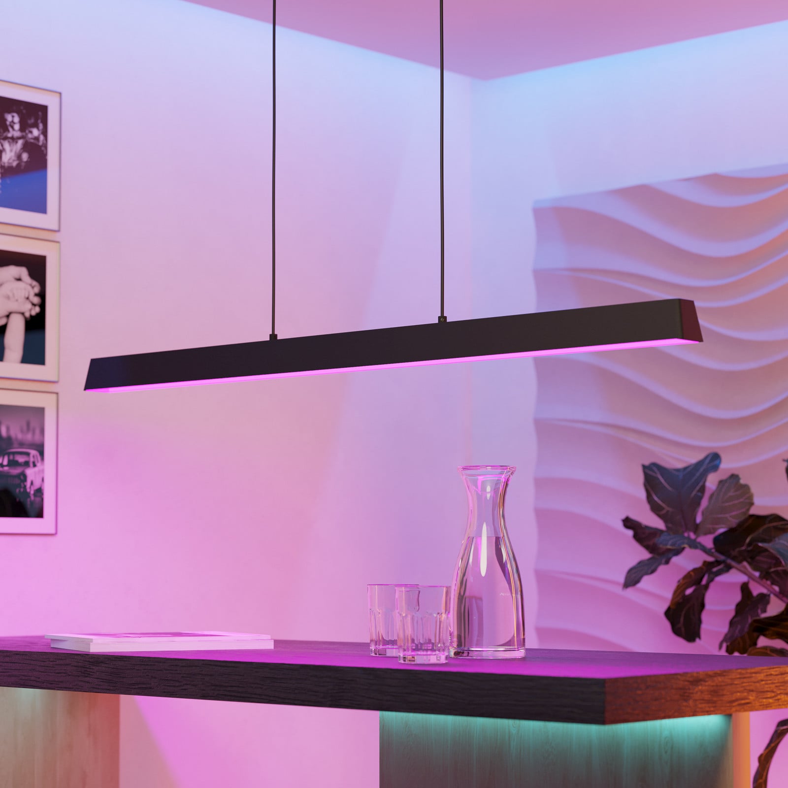 EGLO connect Simolaris-Z lampă susp. LED 122cm - Camera de zi / sufragerie - Modern - negru - Metal