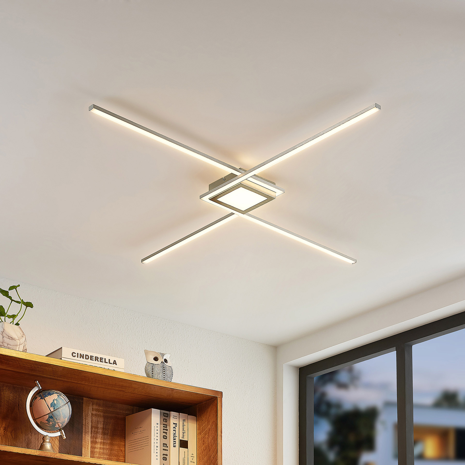 Lindby Ridia LED-Deckenleuchte, nickel
