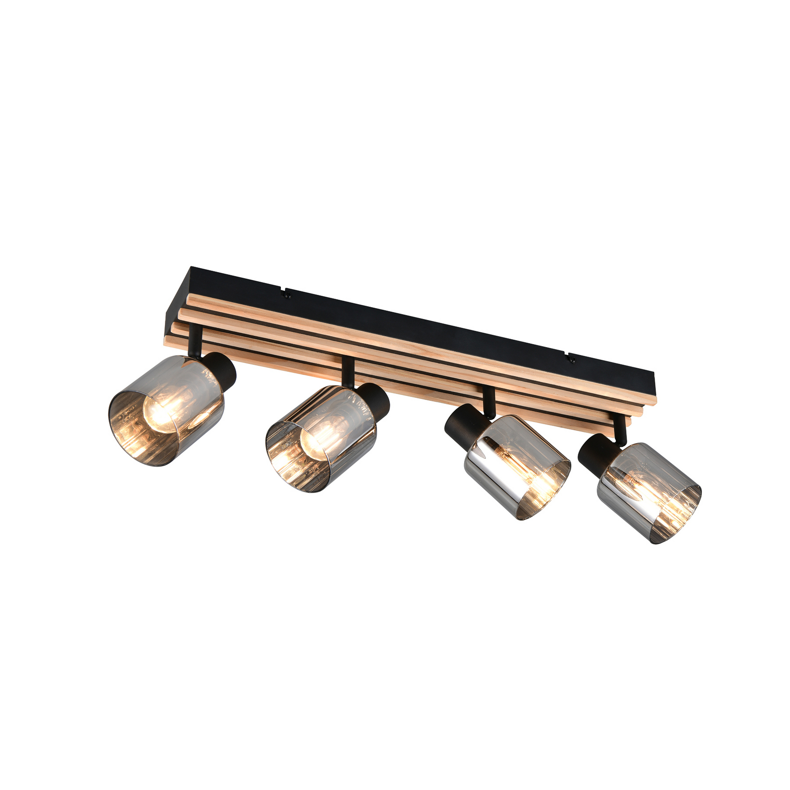 Svetilka Travia, dolžina 65 cm, 4-plamenna, črna/dimno siva