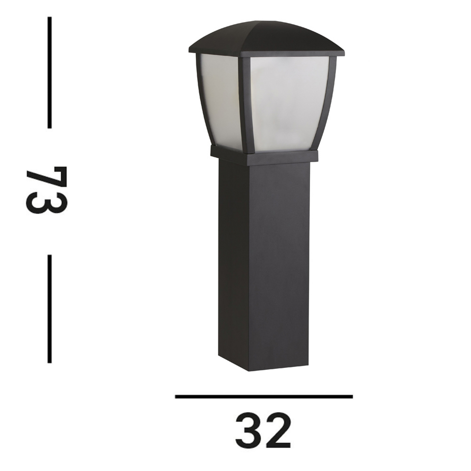 Borne lumineuse Seattle, IP44, noir, hauteur 73 cm, métal