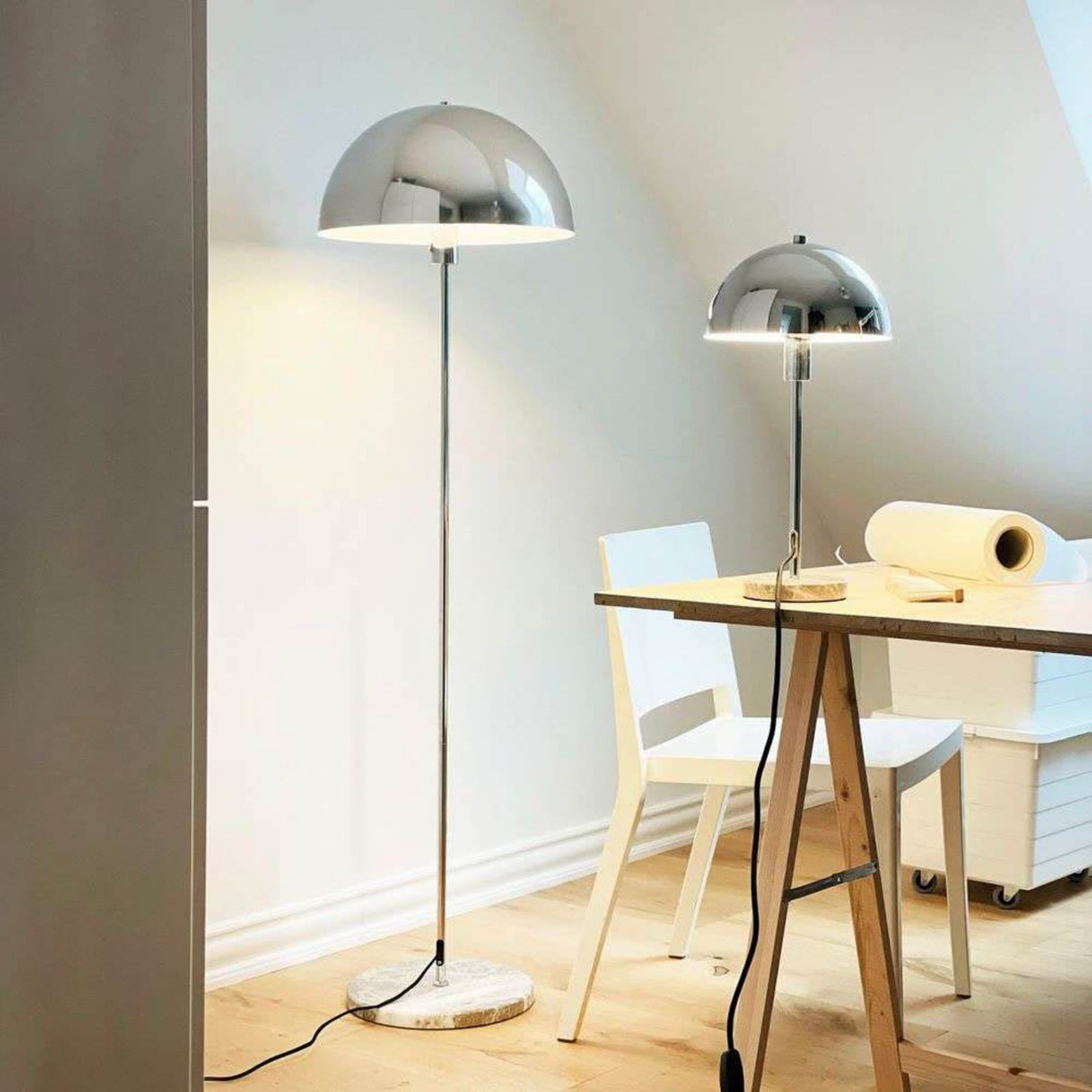 Dyberg Larsen Φωτιστικό δαπέδου Stockholm, ύψος 143 cm Μέταλλο/Μάρμαρο