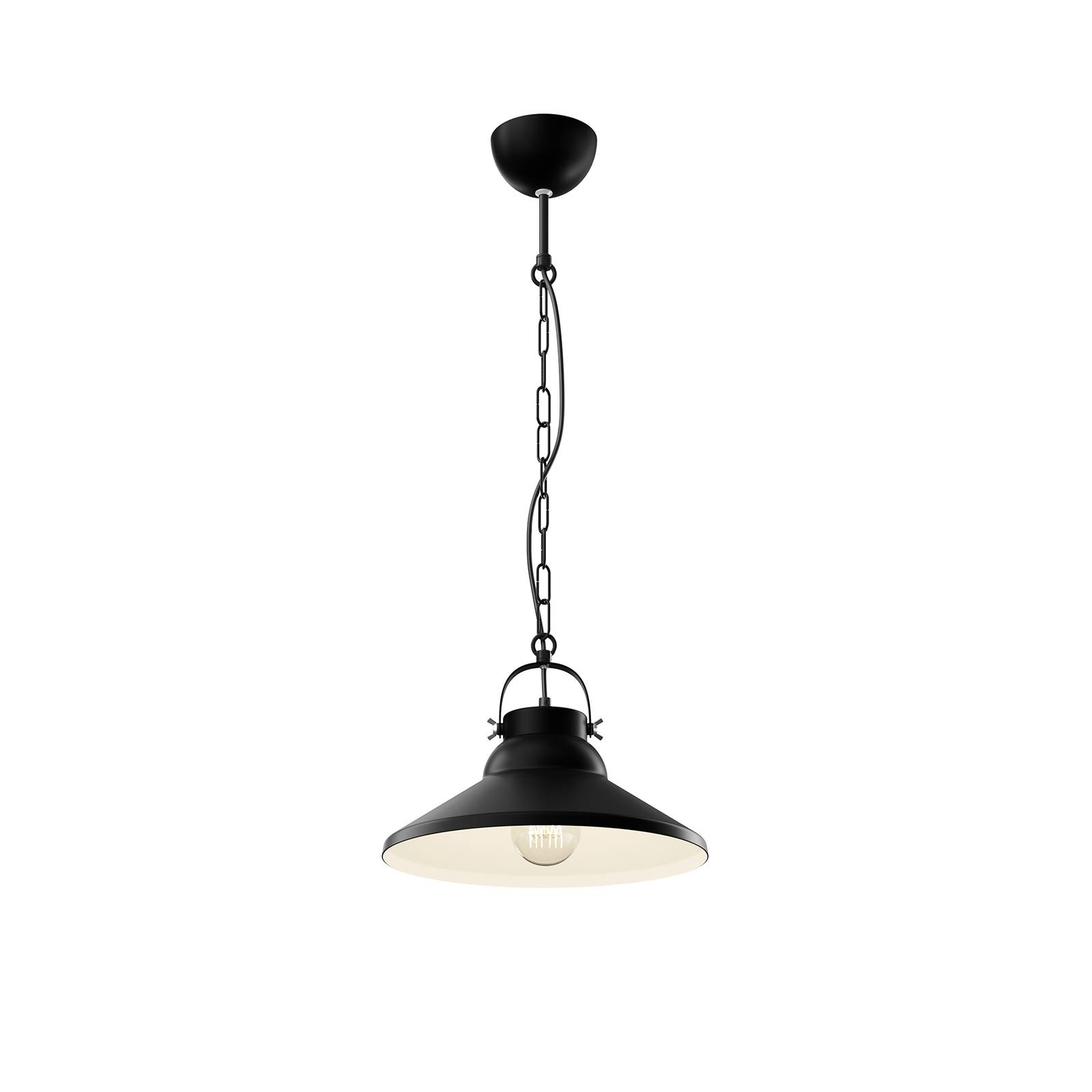 Euluna Iron hanging light, black/white, for Living / Dining Room, metal, E27, 60 W