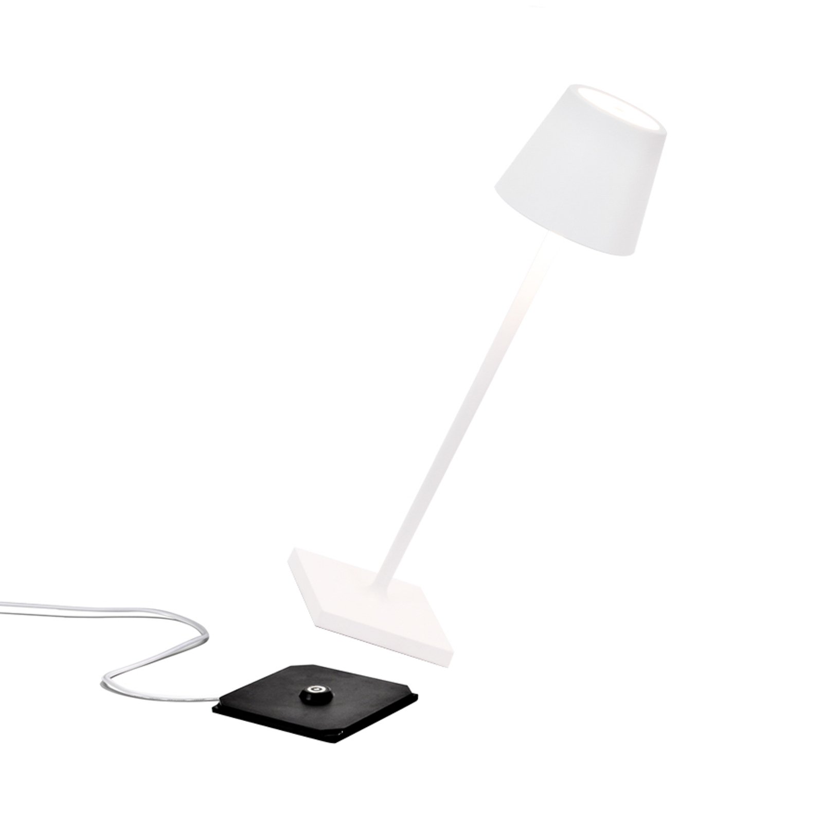 Zafferano Poldina mikro svetilka za polnjenje, IP65, bela