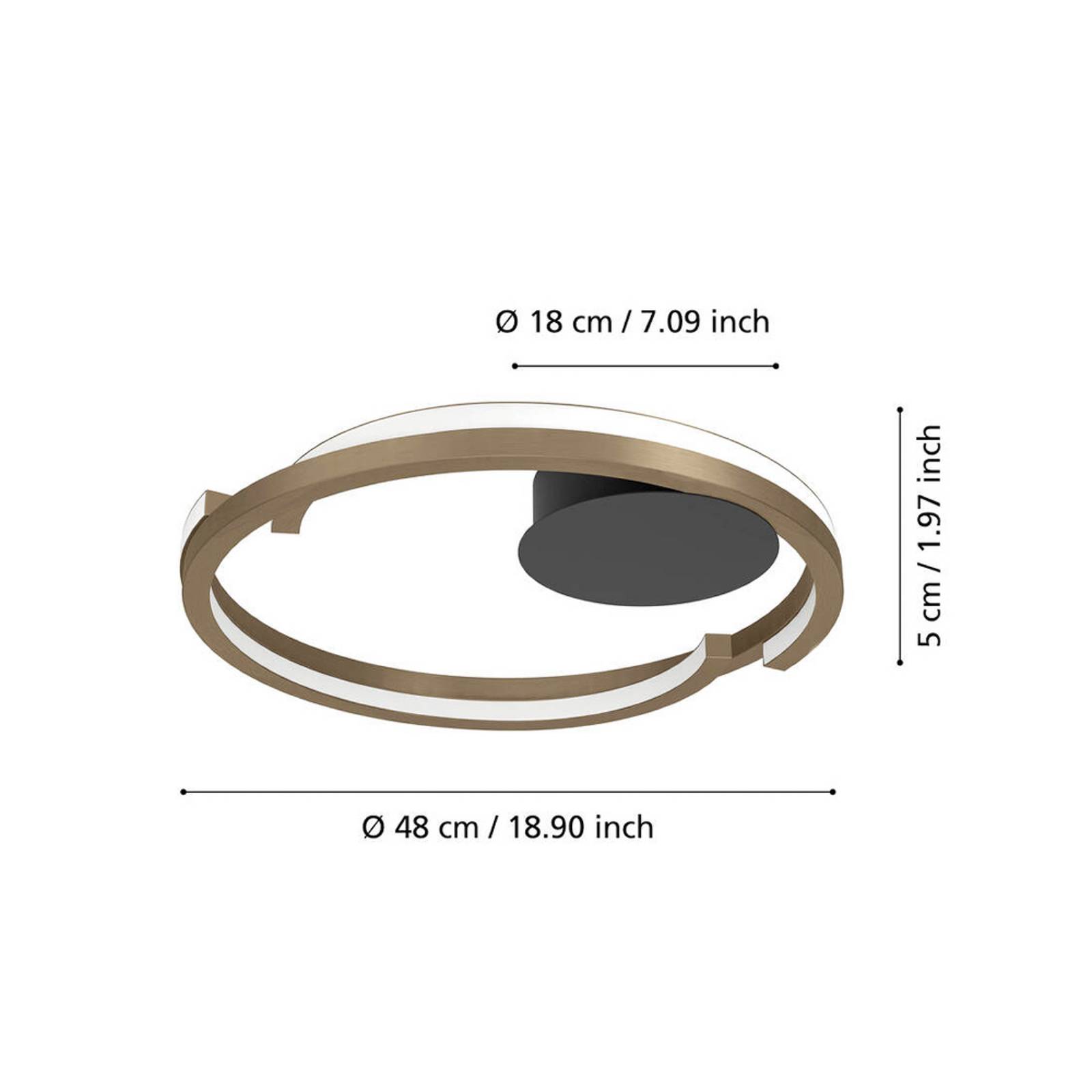 Lampa sufitowa LED EGLO MEZZOMONTE, brązowa, Ø 48 cm, CCT