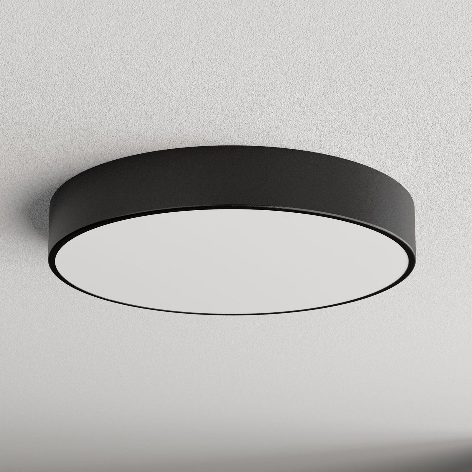 Deckenlampe Cleo 500, schwarz, Sensor, IP54, Ø 50 cm, Metall