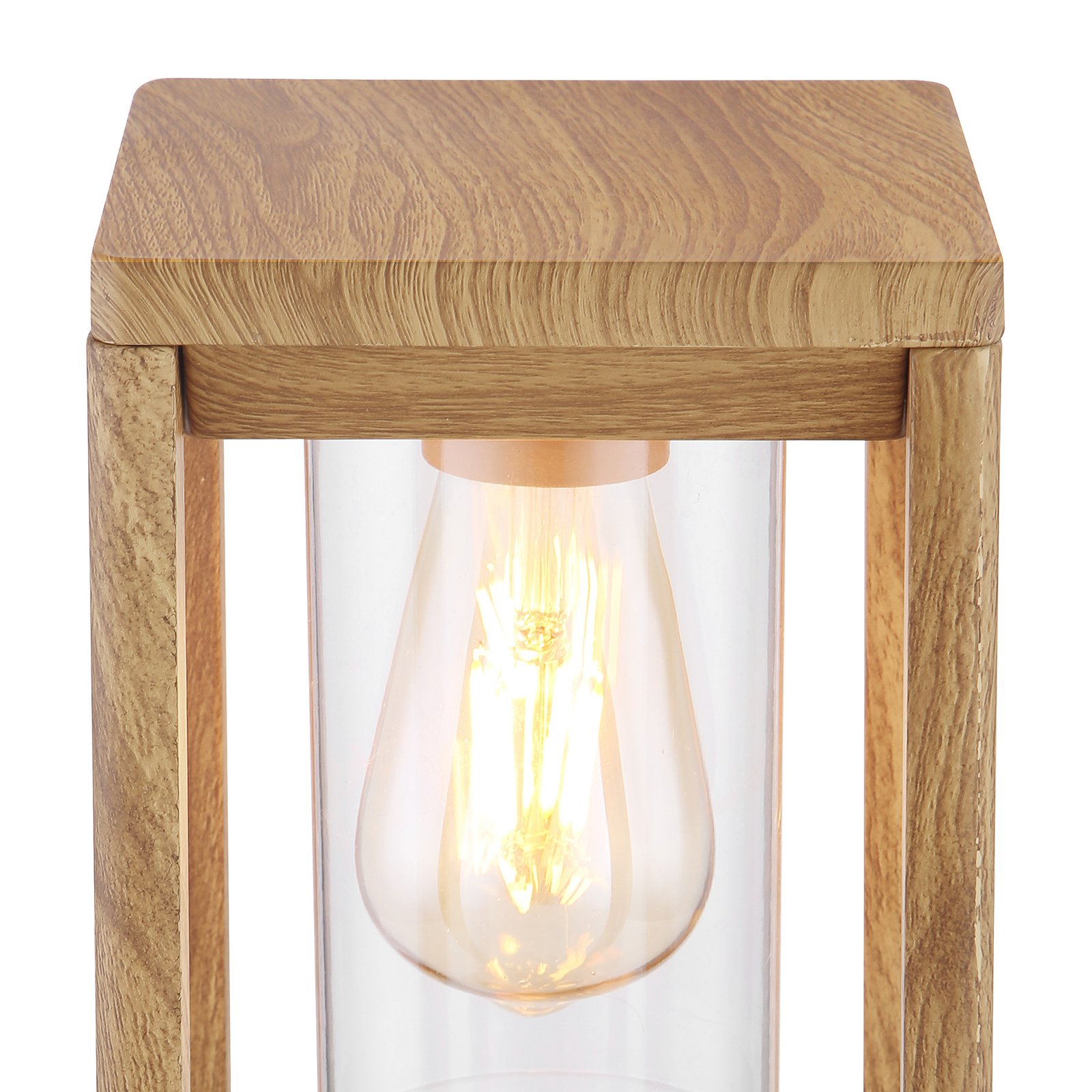 Candela pillar light in a wood look, height 35 cm