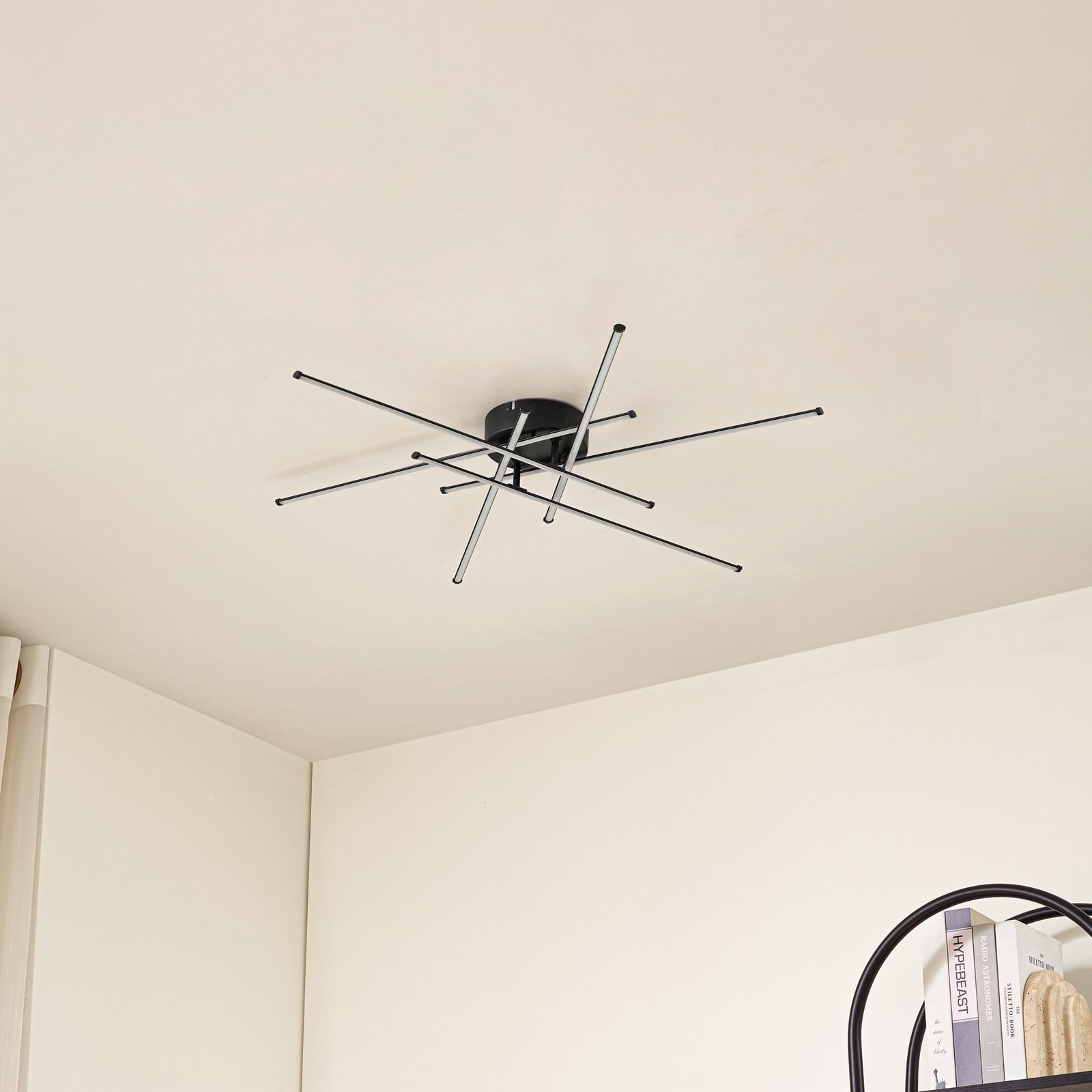 Lindby LED-Deckenleuchte Elviano, Ø 80 cm, schwarz, 3.000 K