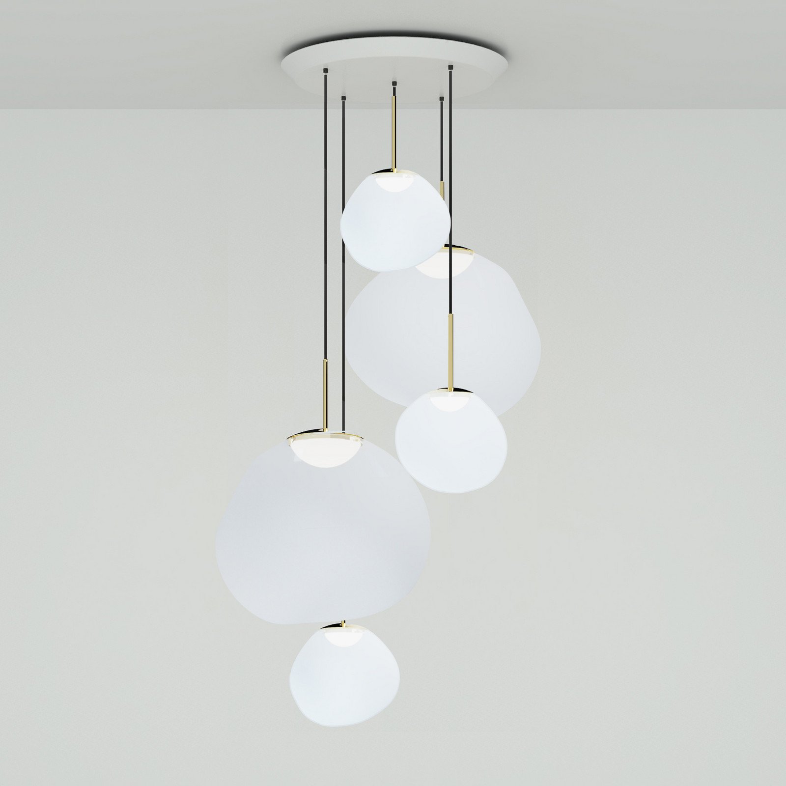 Tom Dixon Melt Pendant System Large Round opal/argintiu - Camera de zi / sufragerie - Design - opal argintiu - Plastic