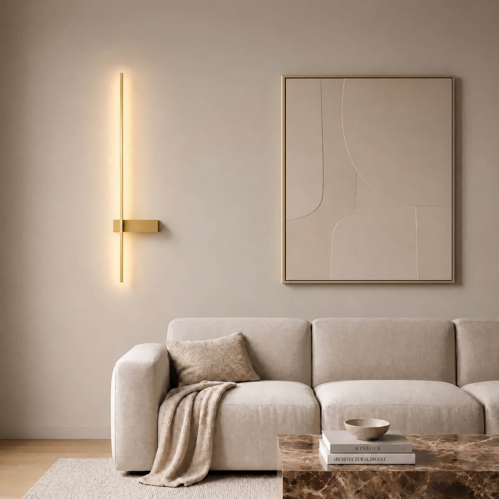 Lindby LED sienas lampa „Natsumi“, misiņš, alumīnijs, 90 cm Lindby LED sienas lampa „Natsumi“, misiņš, alumīnijs, 90 cm