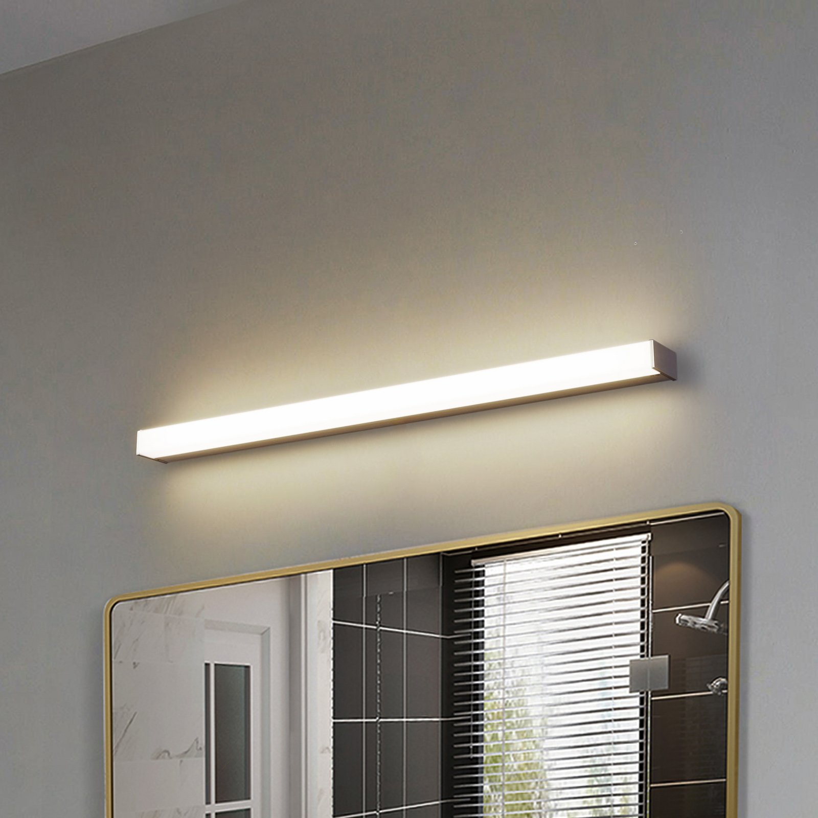 Lindby LED wandlamp Philippa, hoekig, 89 cm, aluminiumkleurig, IP44