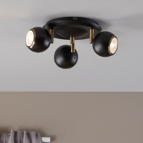 Svart taklampa Coco med globformade spotlighter