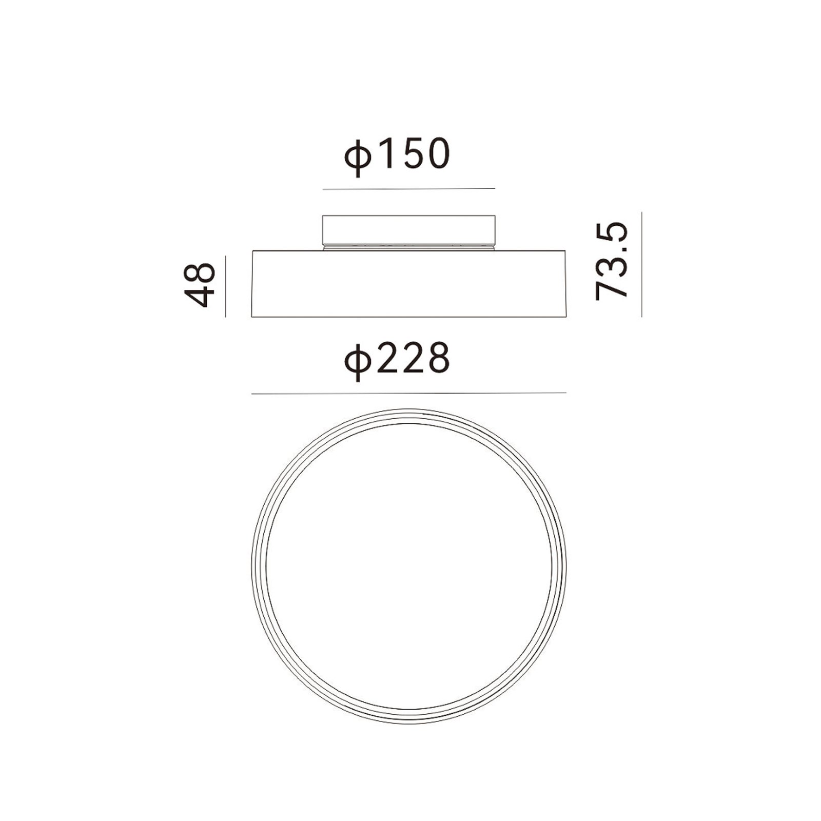 Molto Luce LED φωτιστικό οροφής εξωτερικού χώρου Nona, Ø 22,8 cm, ανθρακί