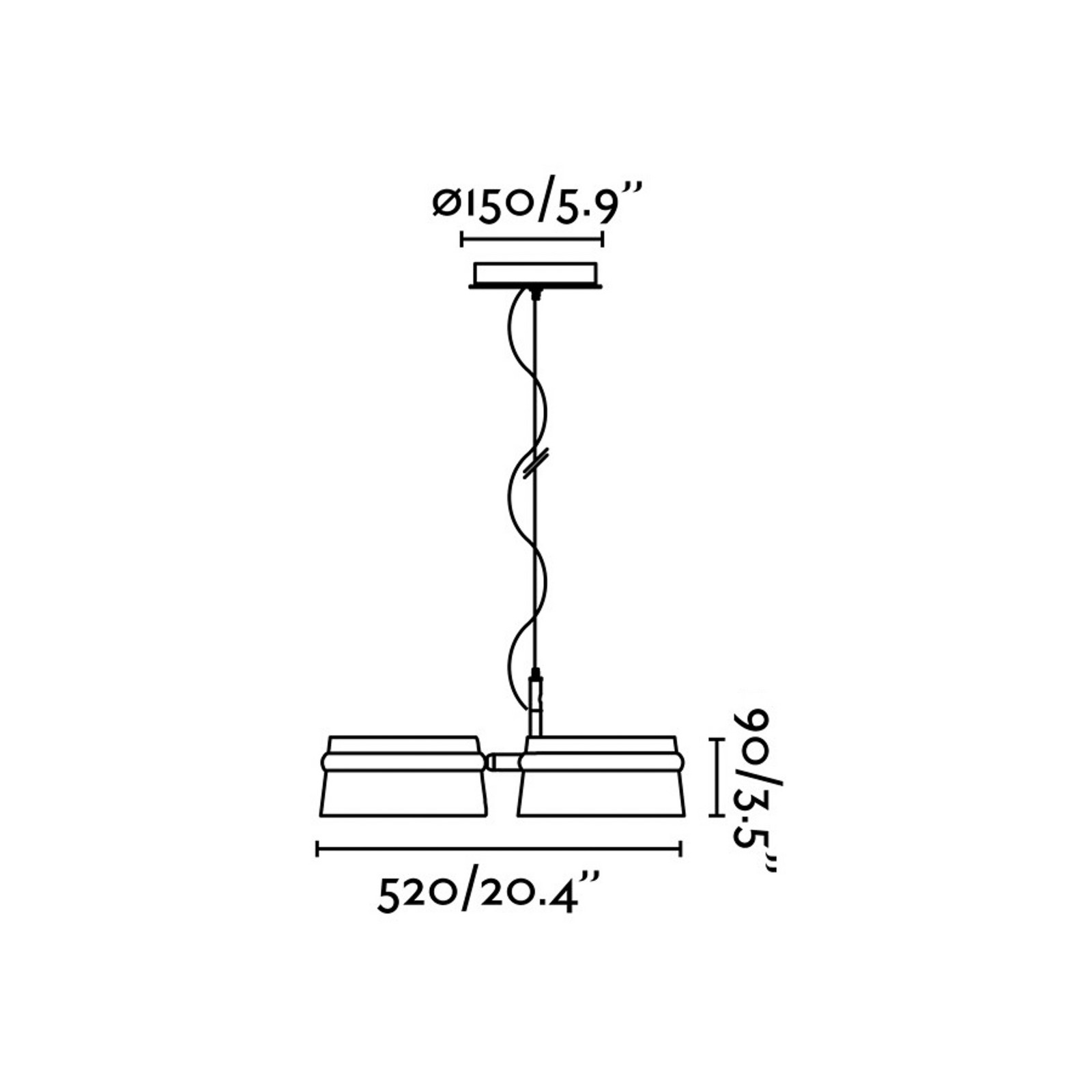 FARO BARCELONA Lampă suspendată Loop LED cireș/negru lemn lungime 52 cm - Camera de zi / sufragerie - cireș negru mat