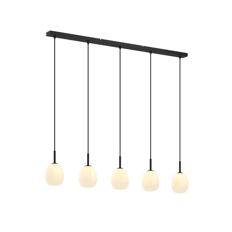 Lindby - Etiena 5 Pendelleuchte Opal/Black
