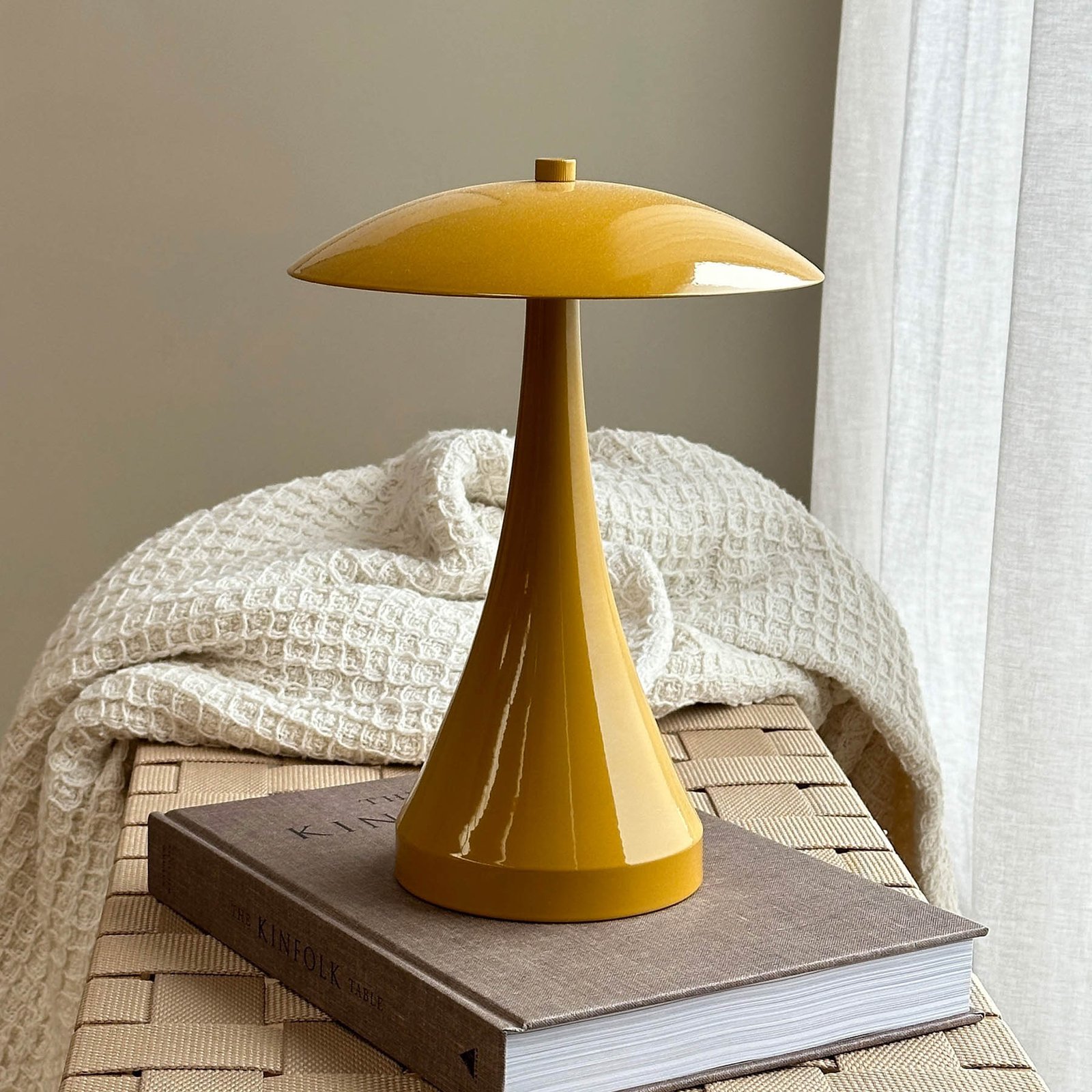 Dyberg Larsen LED table lamp Vienna, curry, height 28 cm