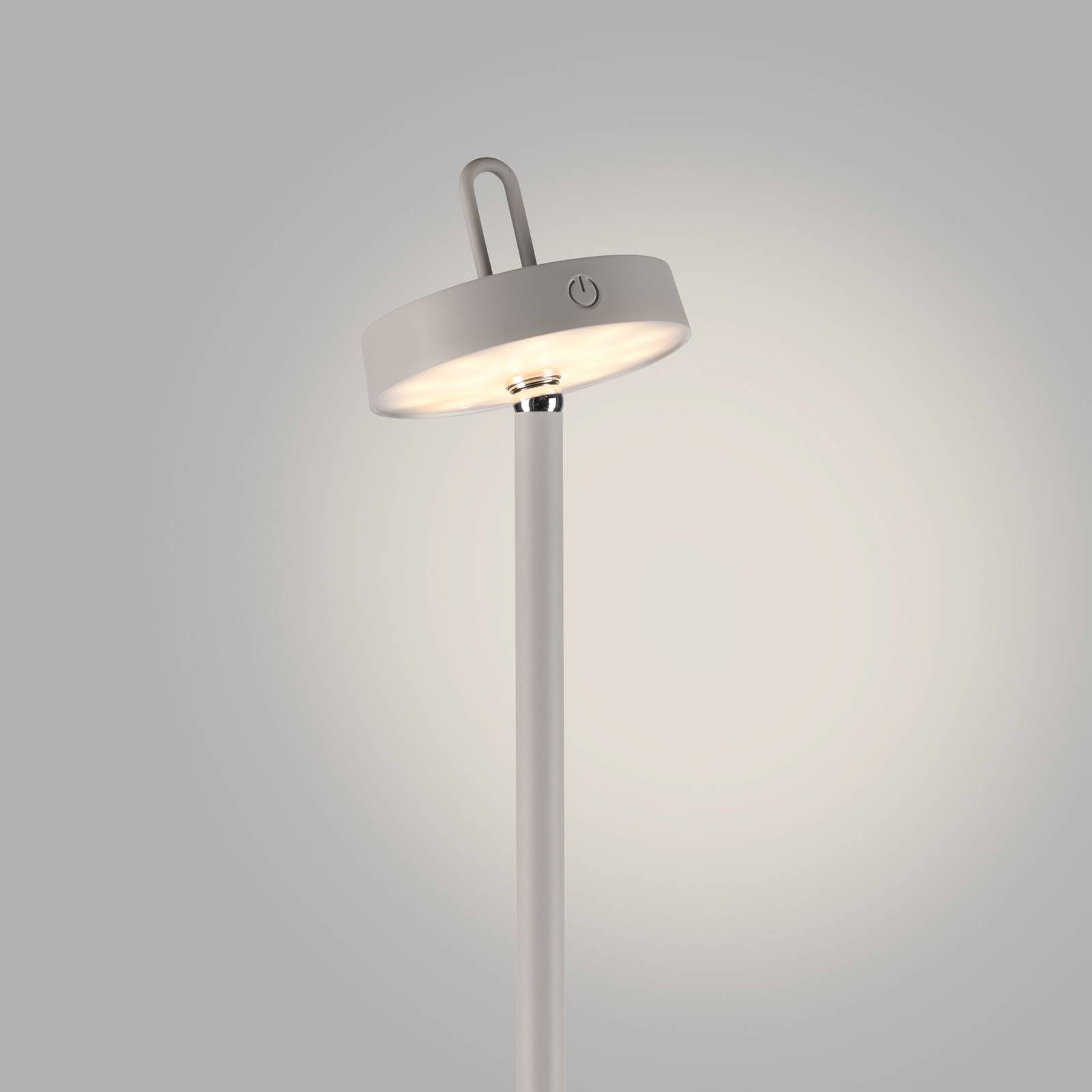 JUST LIGHT. Akumulatorowa lampa stojąca LED Amag, szaro-beżowa, żelazo IP44