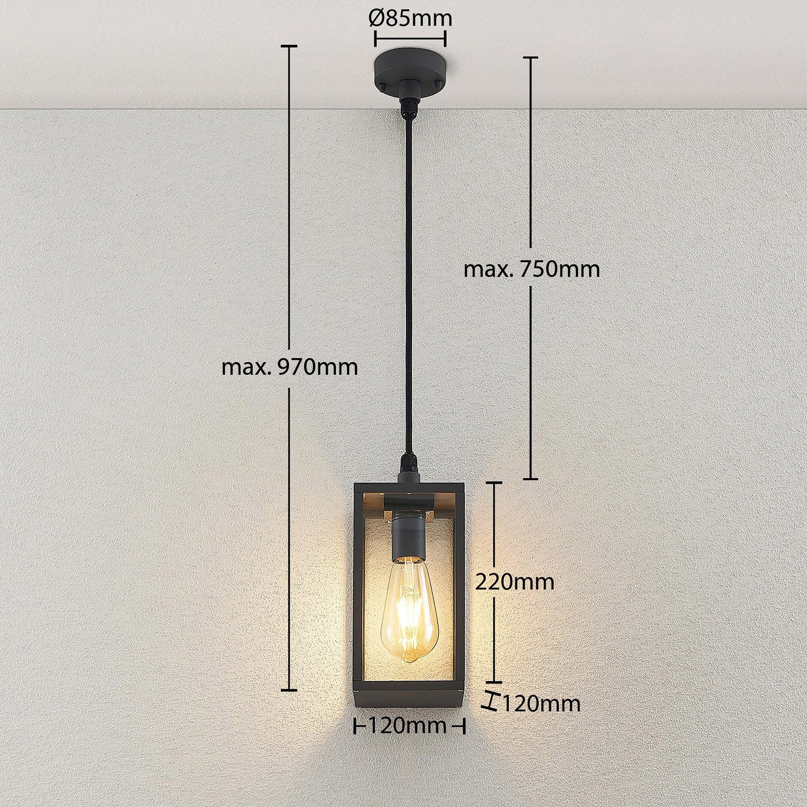 Filimon Lustră Pendul de Exterior Dark Grey - Lindby