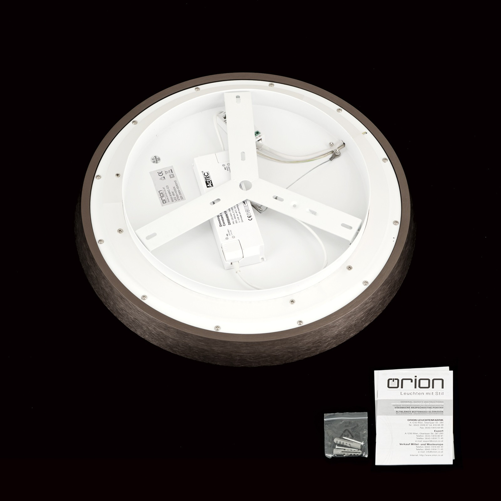 LED ceiling lamp Manta, Ø 45 cm, aluminium/bronze, aluminium, up/down