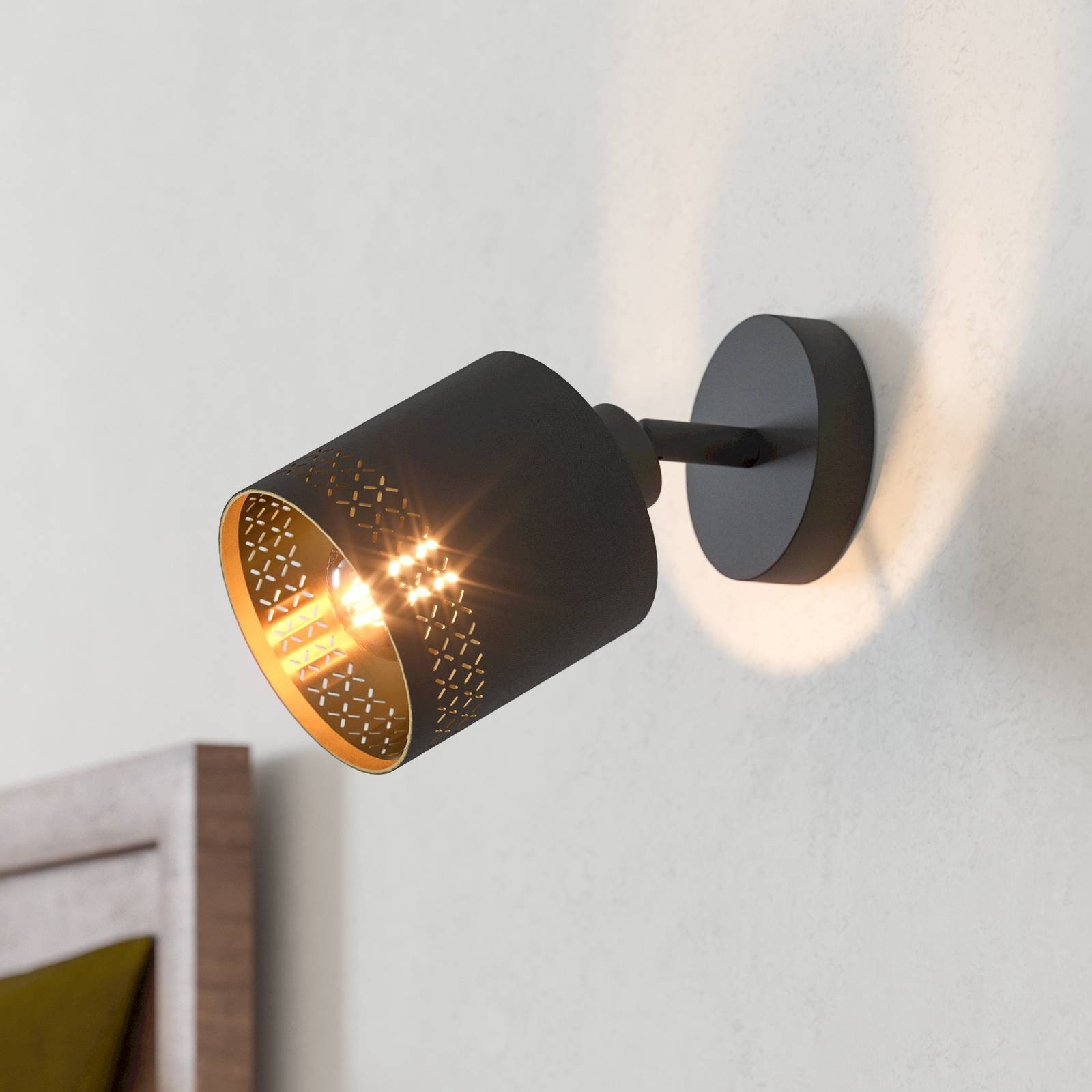 Wandspot Esteperra, schwarz/gold, einflammig günstig online kaufen