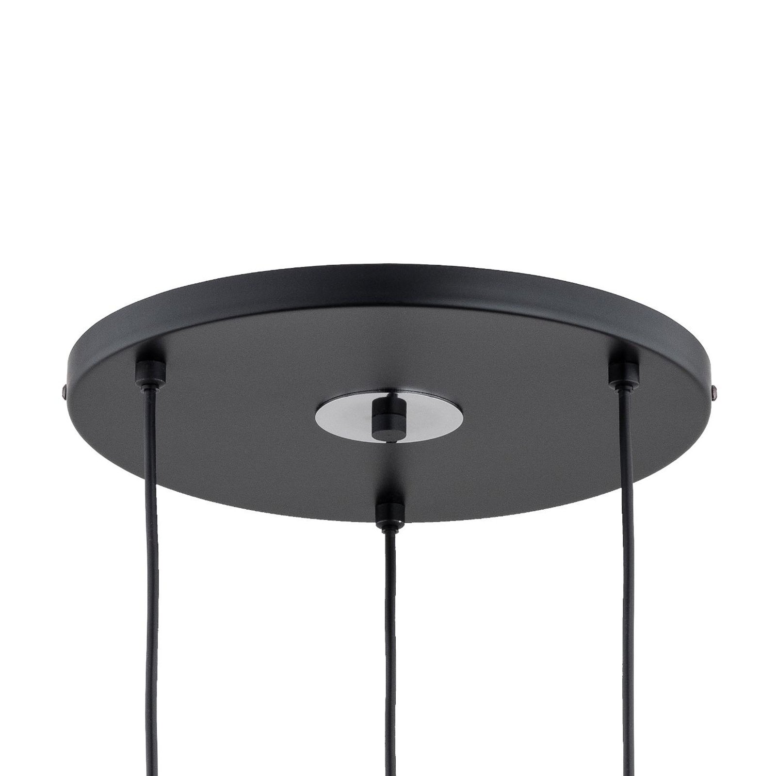 Suspension Goxa, ronde, 3 lampes, noir, Ø 45 cm, métal
