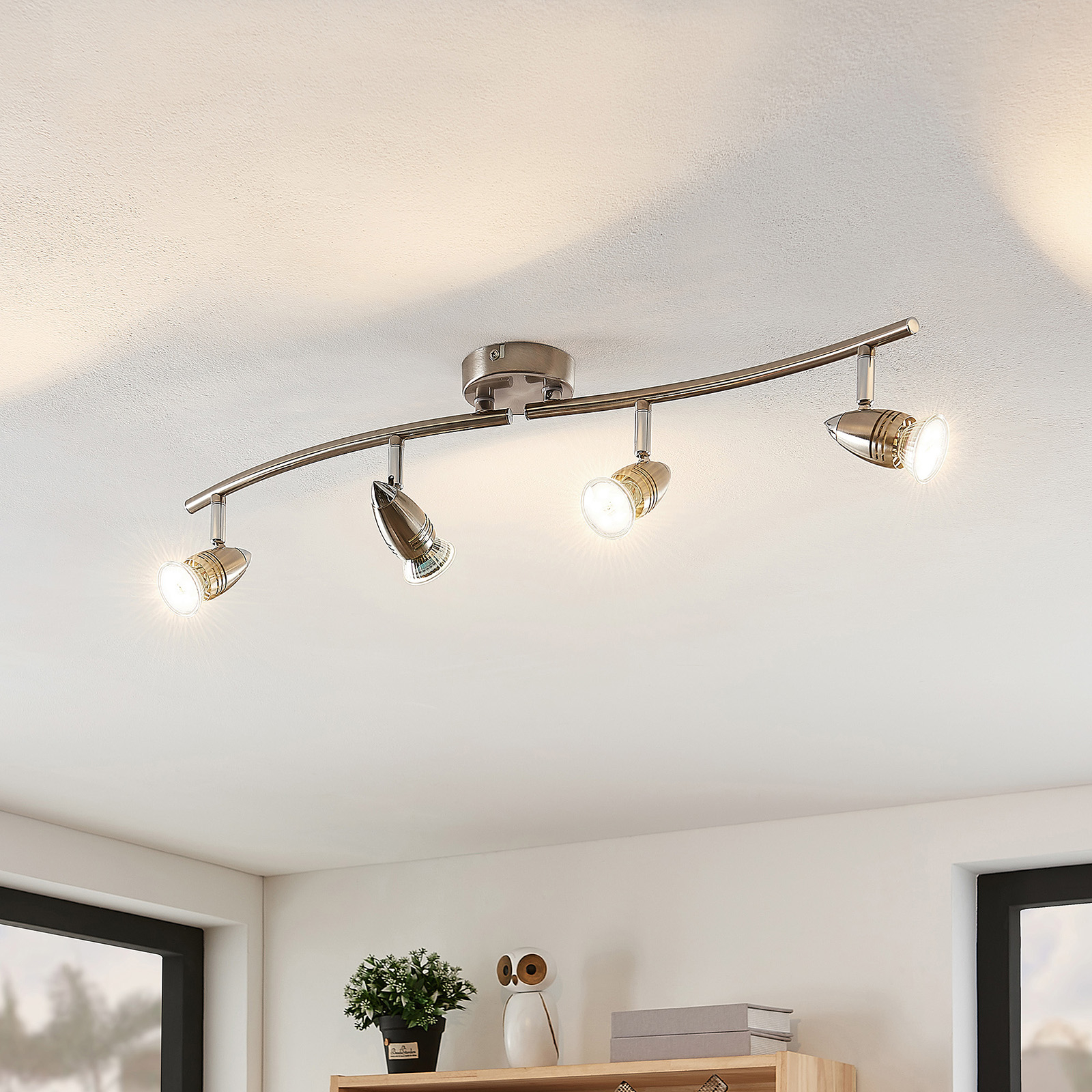 ELC Kalean LED plafondspot, nikkel, 4-lamps