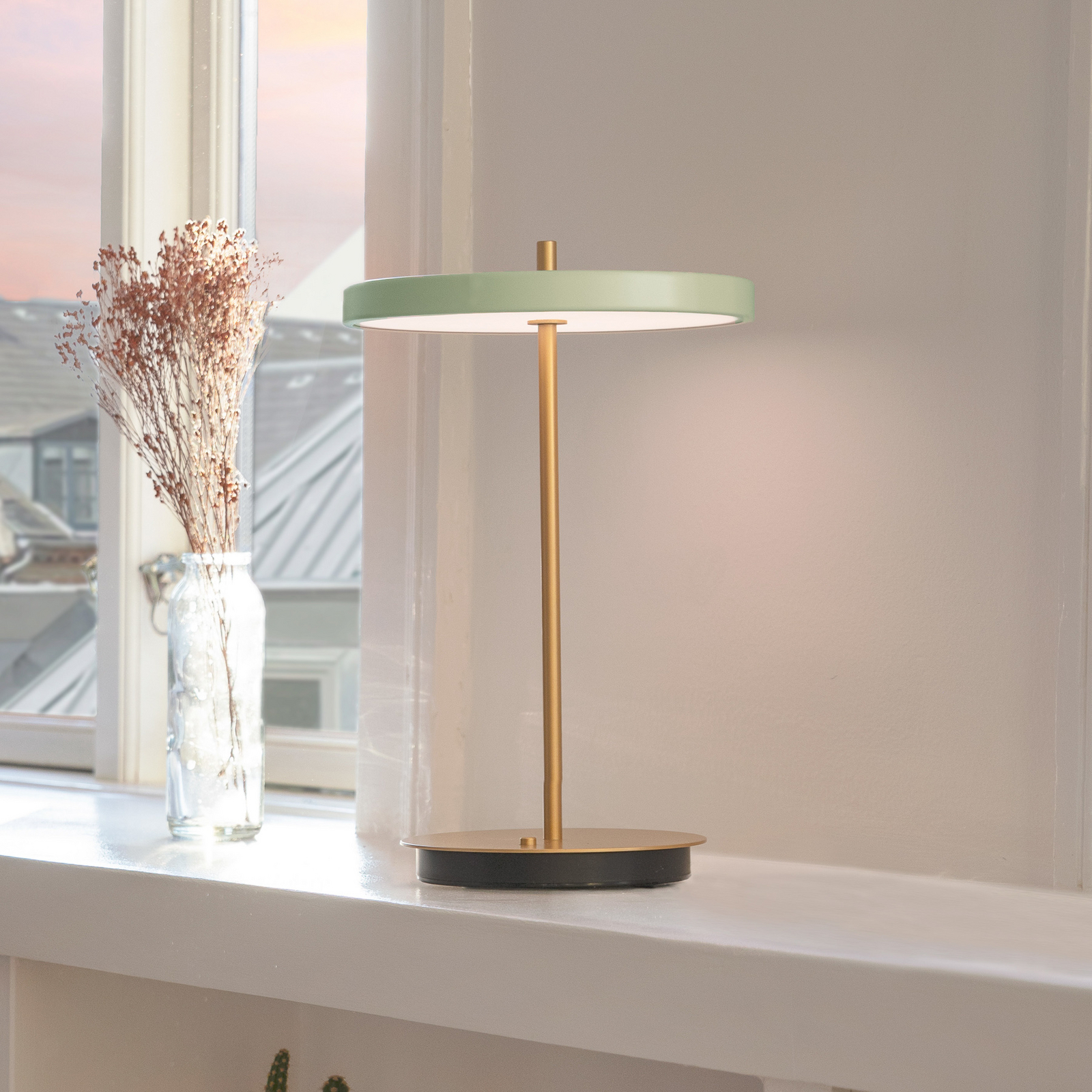 Asteria Move LED rechargeable table lamp olive/brass 31 cm - UMAGE