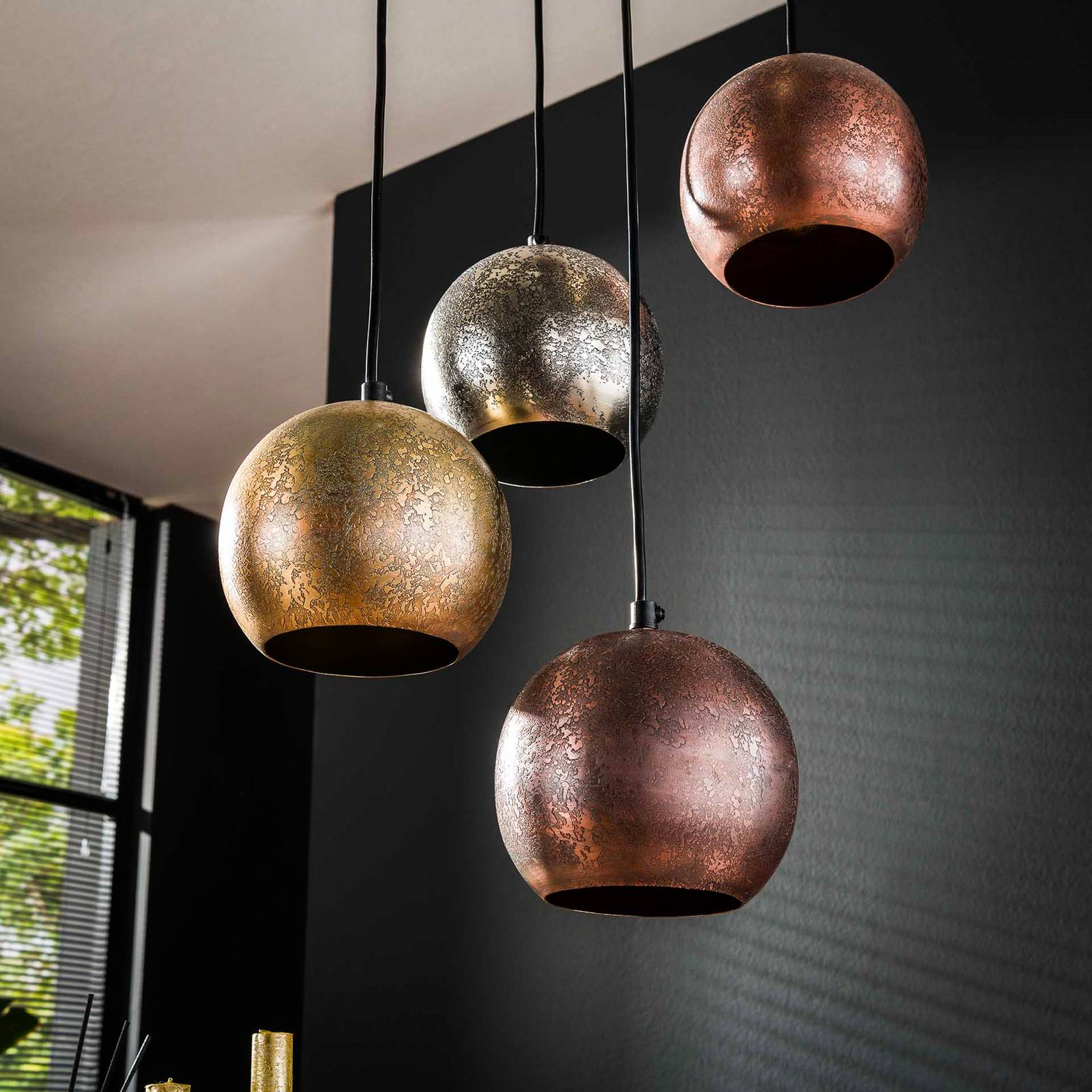 Lampa wisząca Mixa, 6-punktowa, złoty / srebrny / Bronz