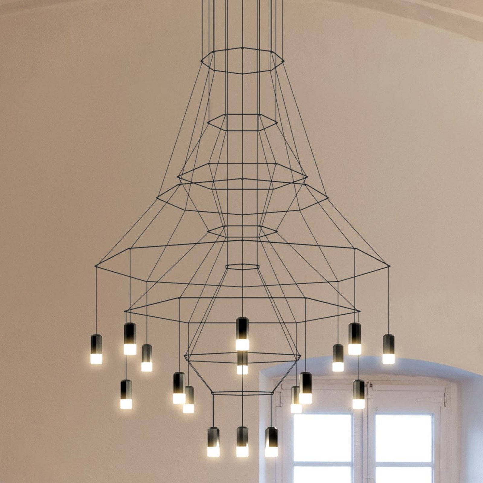 Lampă pendul LED Vibia Wireflow negru 279 cm - Camera de zi / sufragerie - Design - negru transparent - Metal