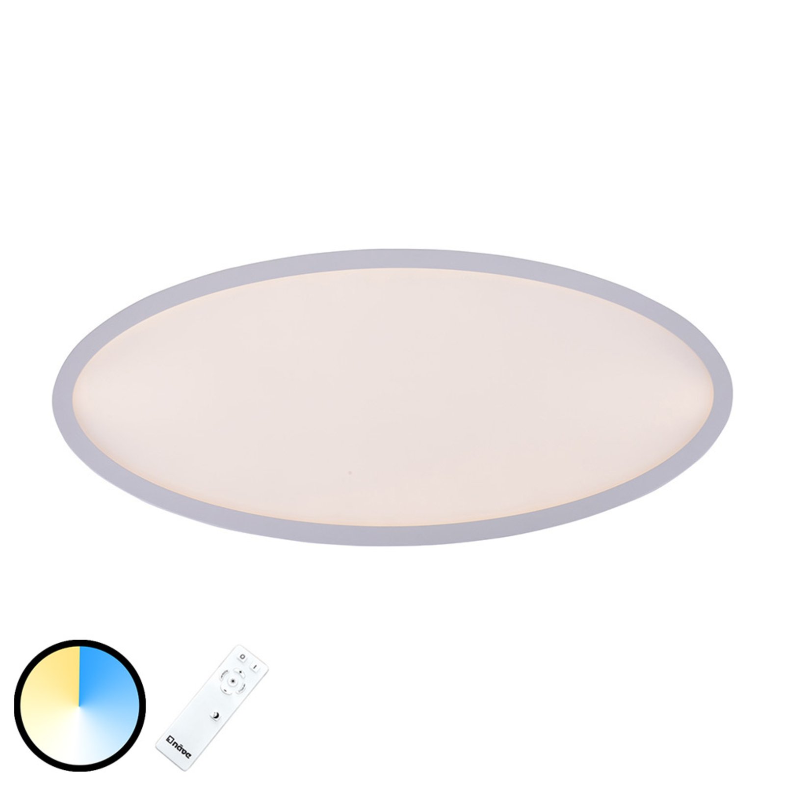 Näve Pesaro LED ceiling light oval 80 cm x 35, for Living / Dining Room, plastic, 41 W, energy efficiency: A+, L: 80 cm, W: 35 cm, H: 5.5 cm