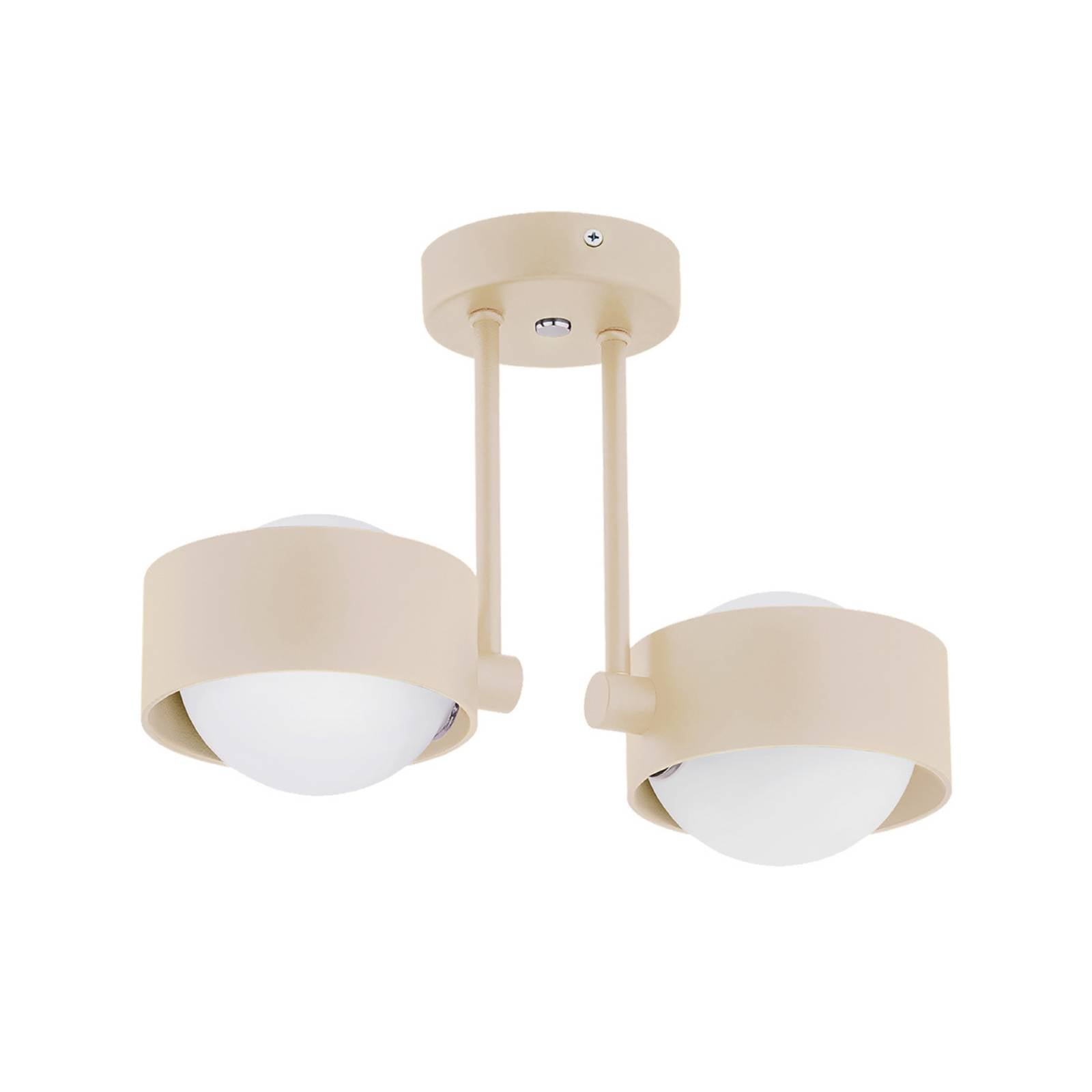 Deckenleuchte Mado, beige, 2-flammig, Höhe 24 cm, Stahl/Glas