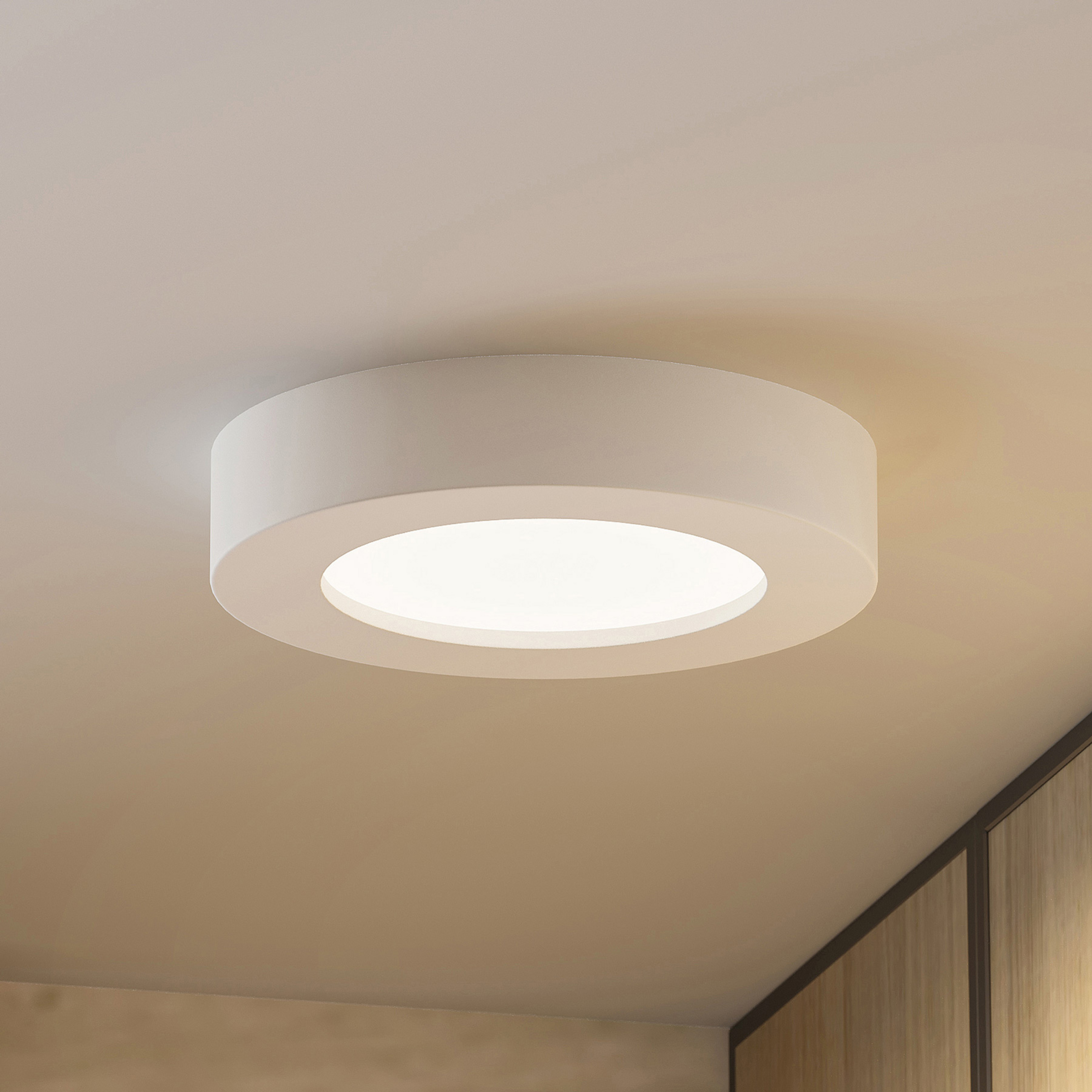 Prios LED-taklampe Edwina, hvit, 18 cm, CCT, IP44