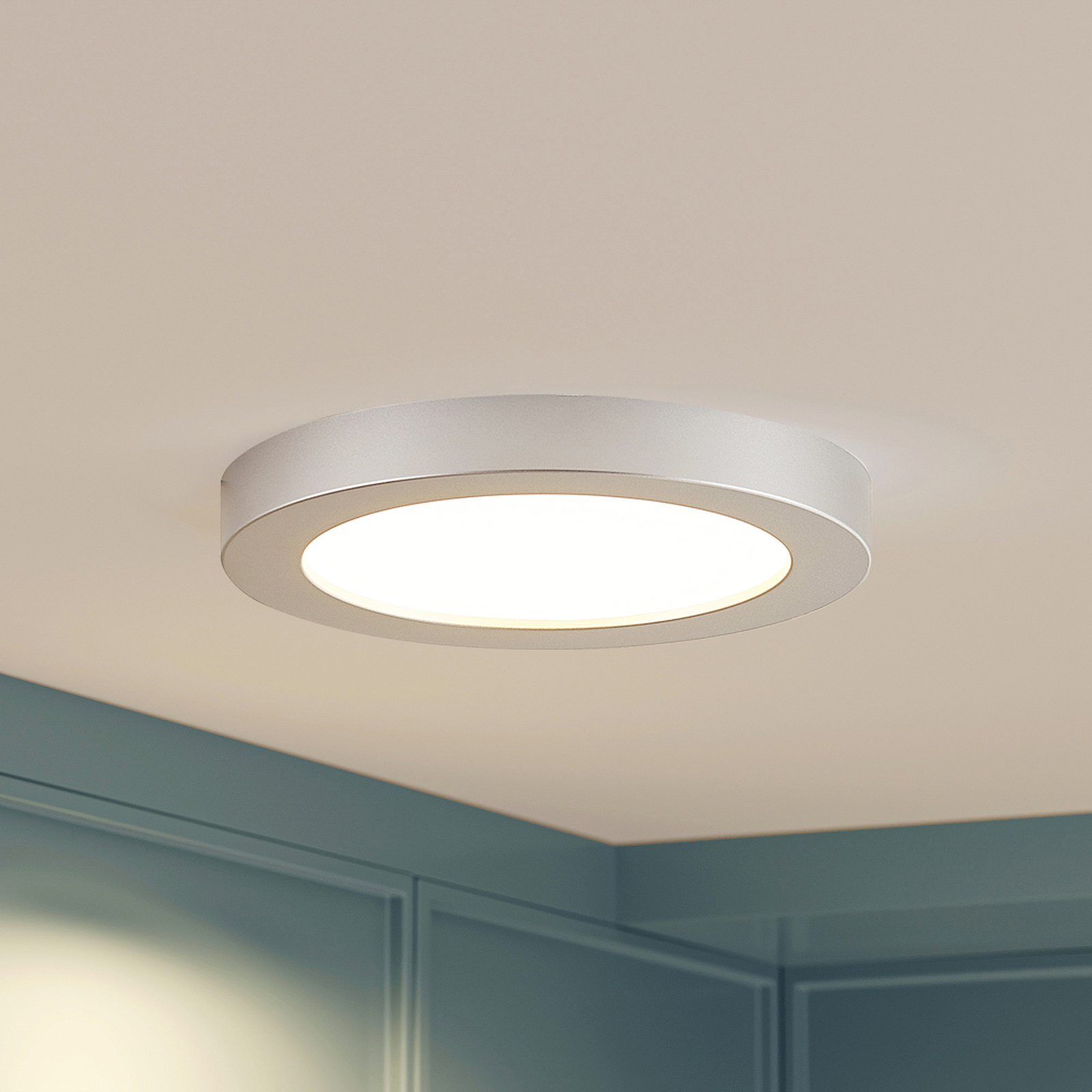Prios Edwina LED-taklampa, silver, 22,6 cm