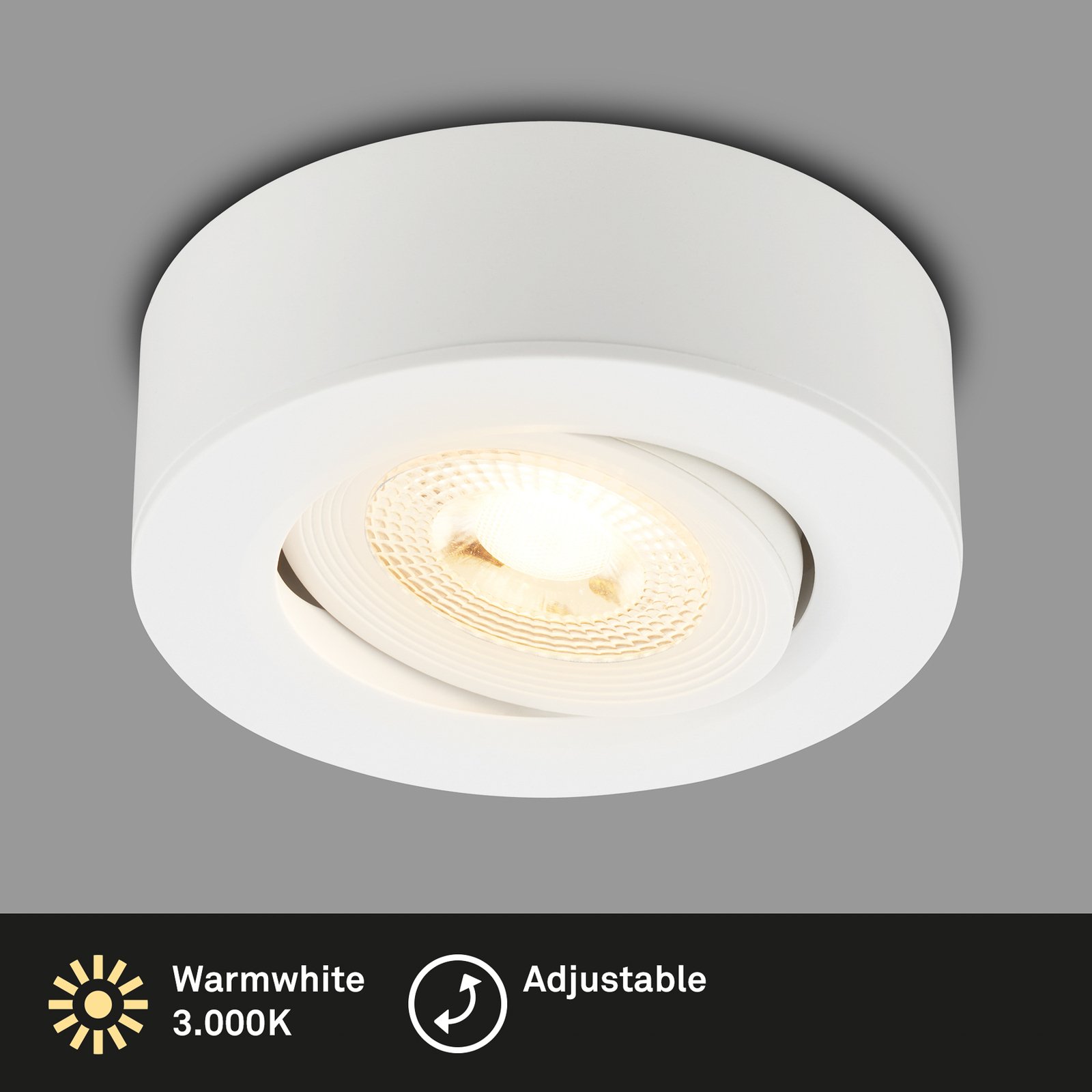 Luminaire encastrable LED Desi, blanc, Ø9cm, marche/arrêt, 3.000 K