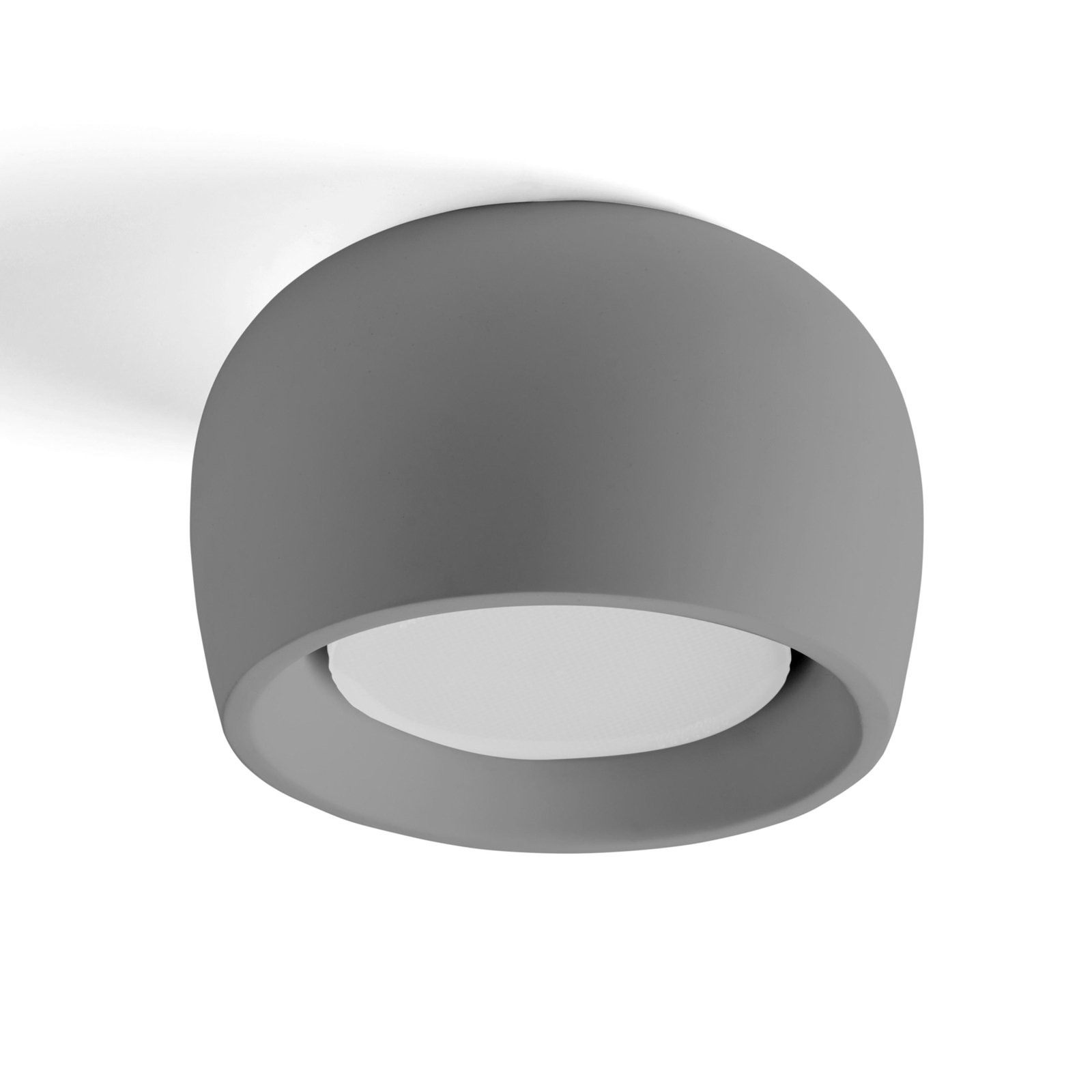 Mysia ceiling lamp, quartz grey, plaster, Ø 11 cm, GX53