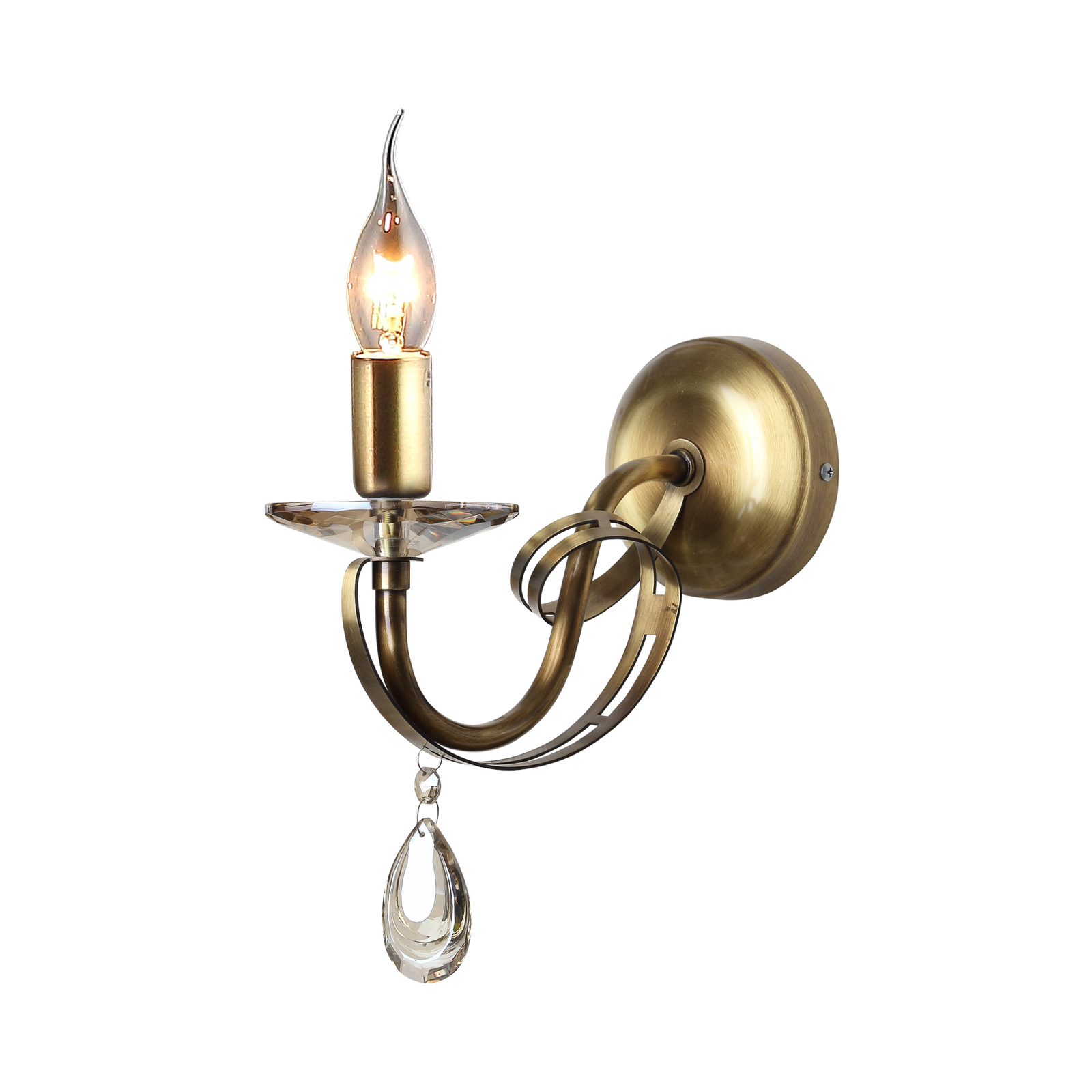Castro wall light, antique brass, 1-bulb