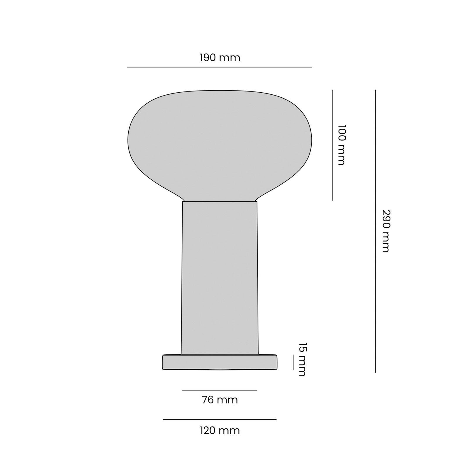Lampa de masă Flo, gri, Ø 19 cm, sticlă Lampa de masă Flo, gri, Ø 19 cm, sticlă