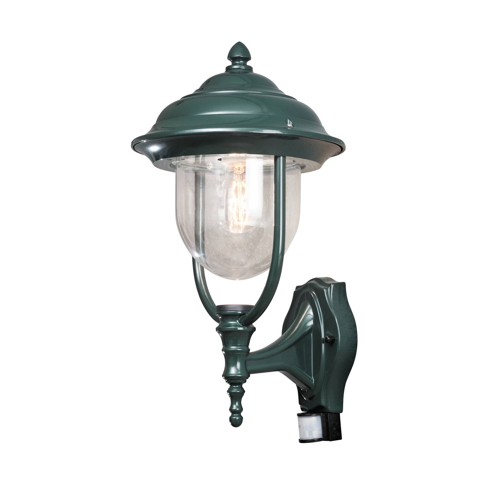 Kültéri fali lámpa Parma mozgásérzékelővel, zöld