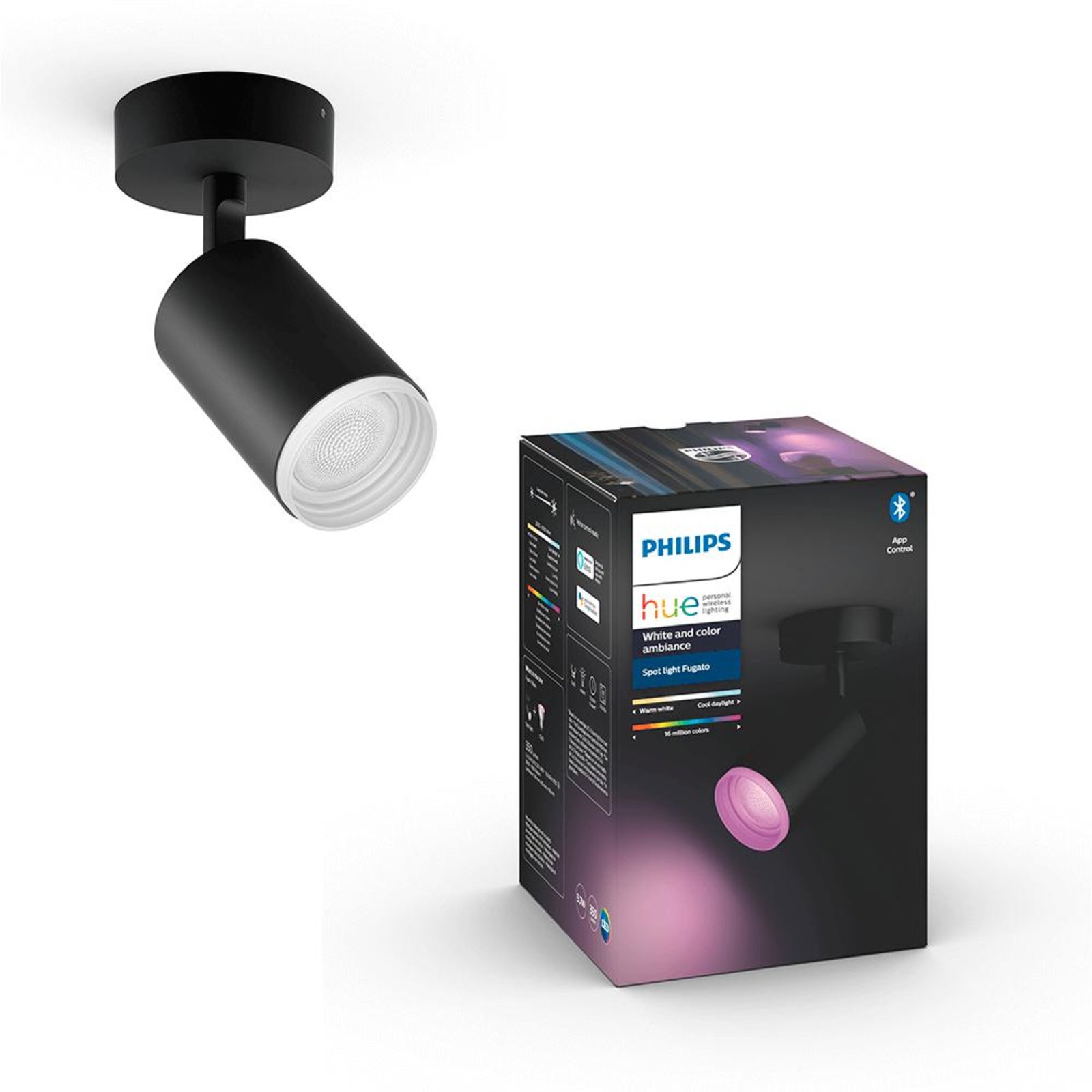 Fugato Singur Spot Plafonieră Bluetooth White/Color Amb. Black - Philips Hue