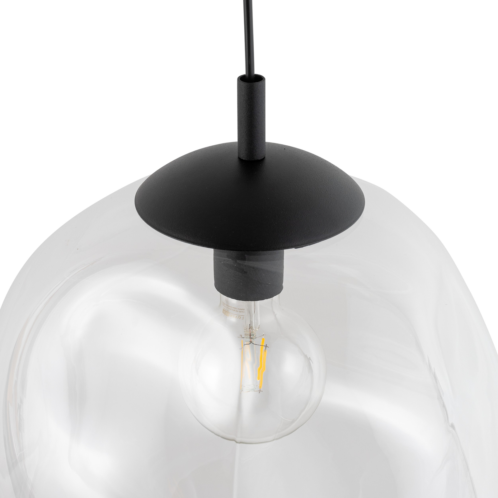 Glazen hanglamp Sol, Ø 35cm, zwart/helder