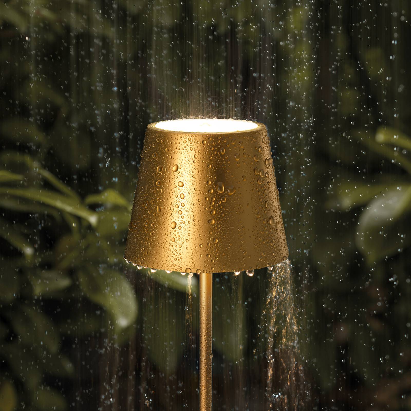 LED-akkupöytälamppu Nuindie pyöreä 38 cm kulta