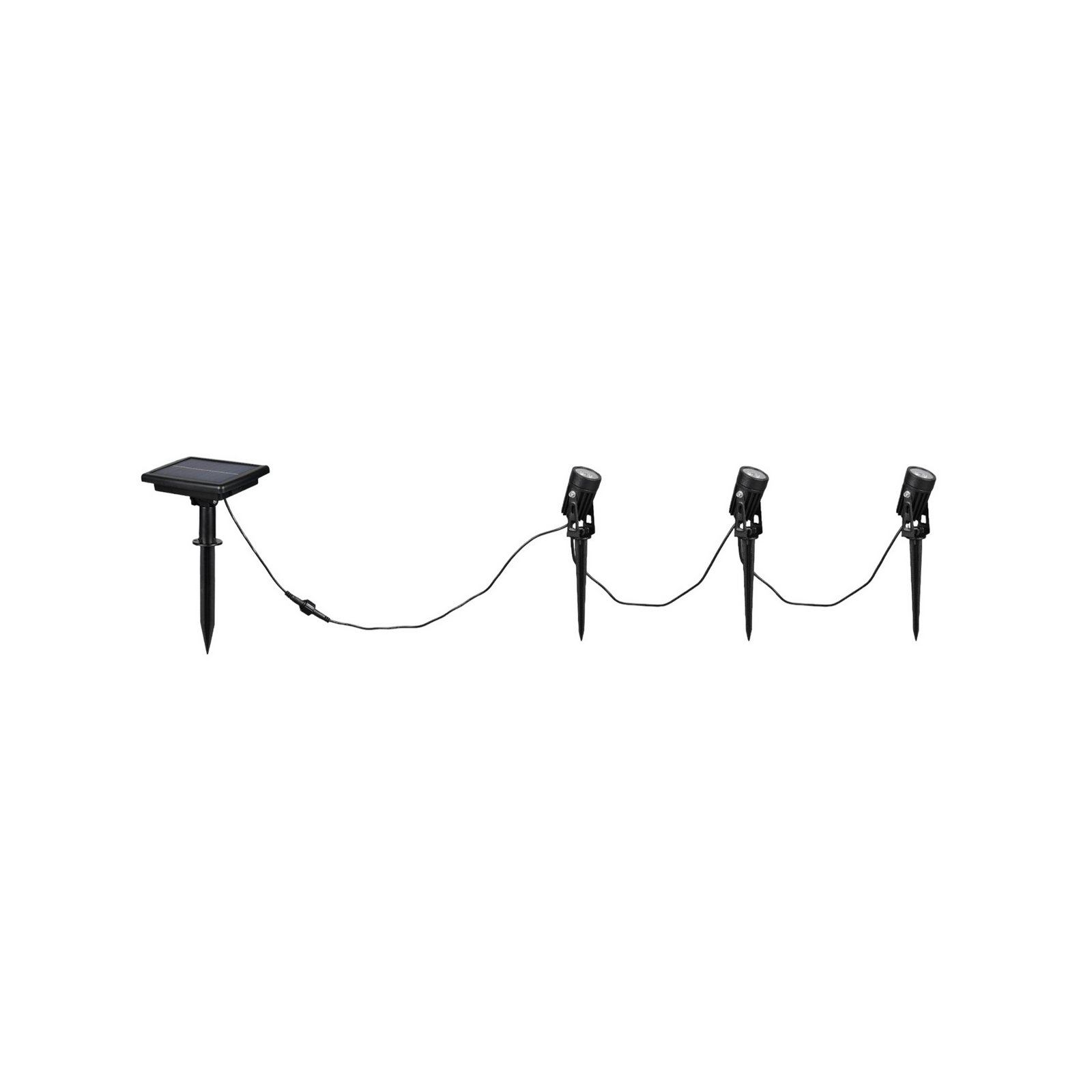 Obidos solar spotlight, matt black, aluminium, set of 3