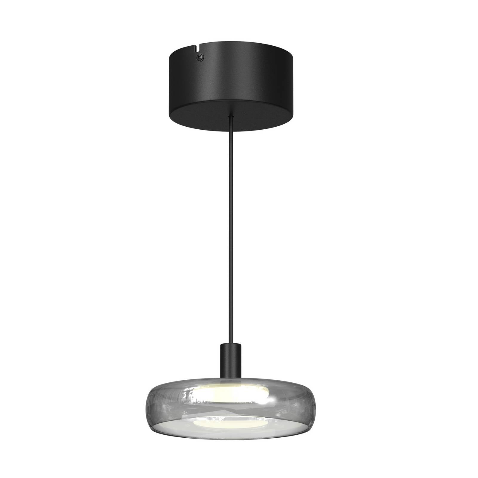 LED-Hängeleuchte FLOAT, grau/schwarz, Ø 20 cm, Glas/Metall