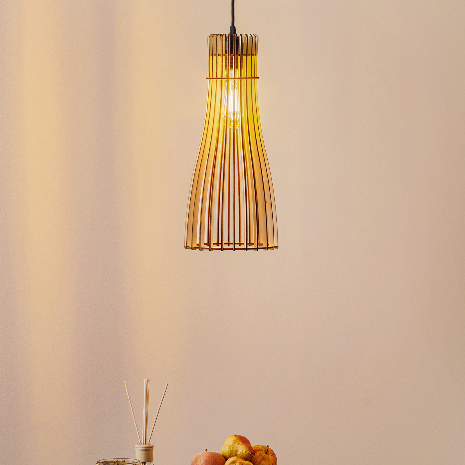 TEMAR LIGHTING Lampă suspendată Bottle 1 bec - Camera de zi / sufragerie - Casă de țară / Rustic - lemn deschis la culoare negru