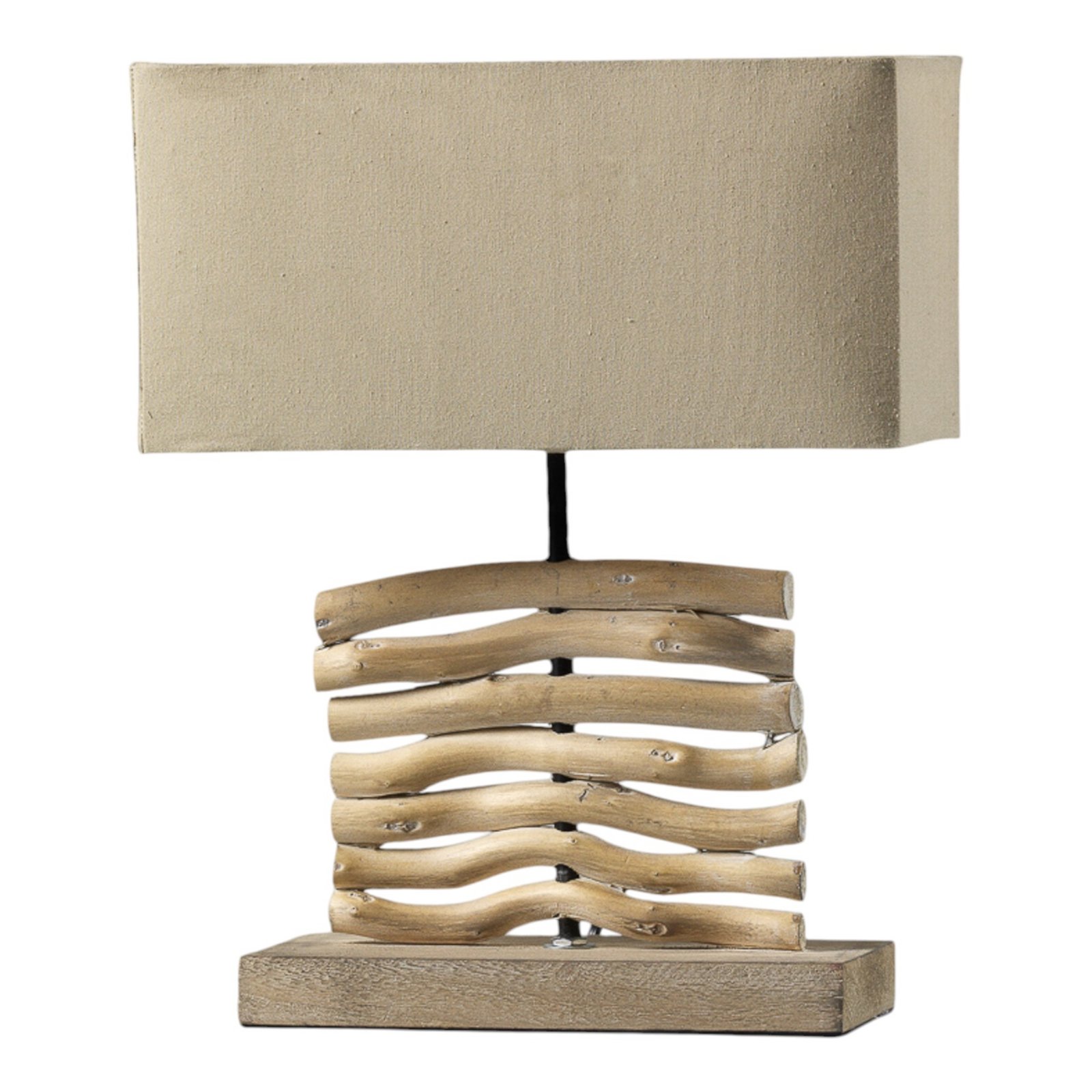 Marica table lamp, fabric shade and wood, height 50cm