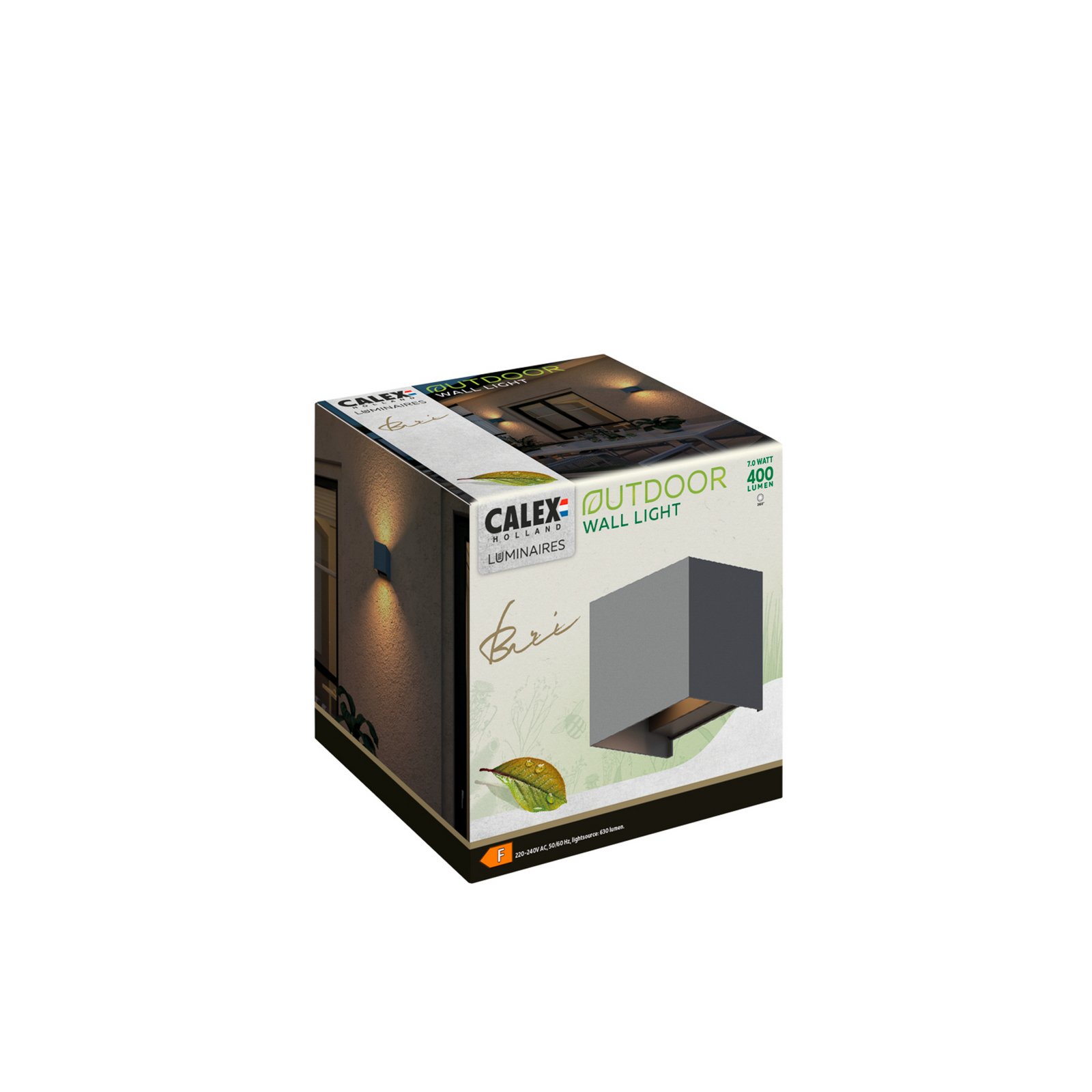 Calex LED outdoor wall lamp Cube, up/down, height 10cm, anthracite