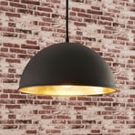 Lindby candeeiro suspenso Leya, preto/dourado, metal, Ø 30 cm, E27