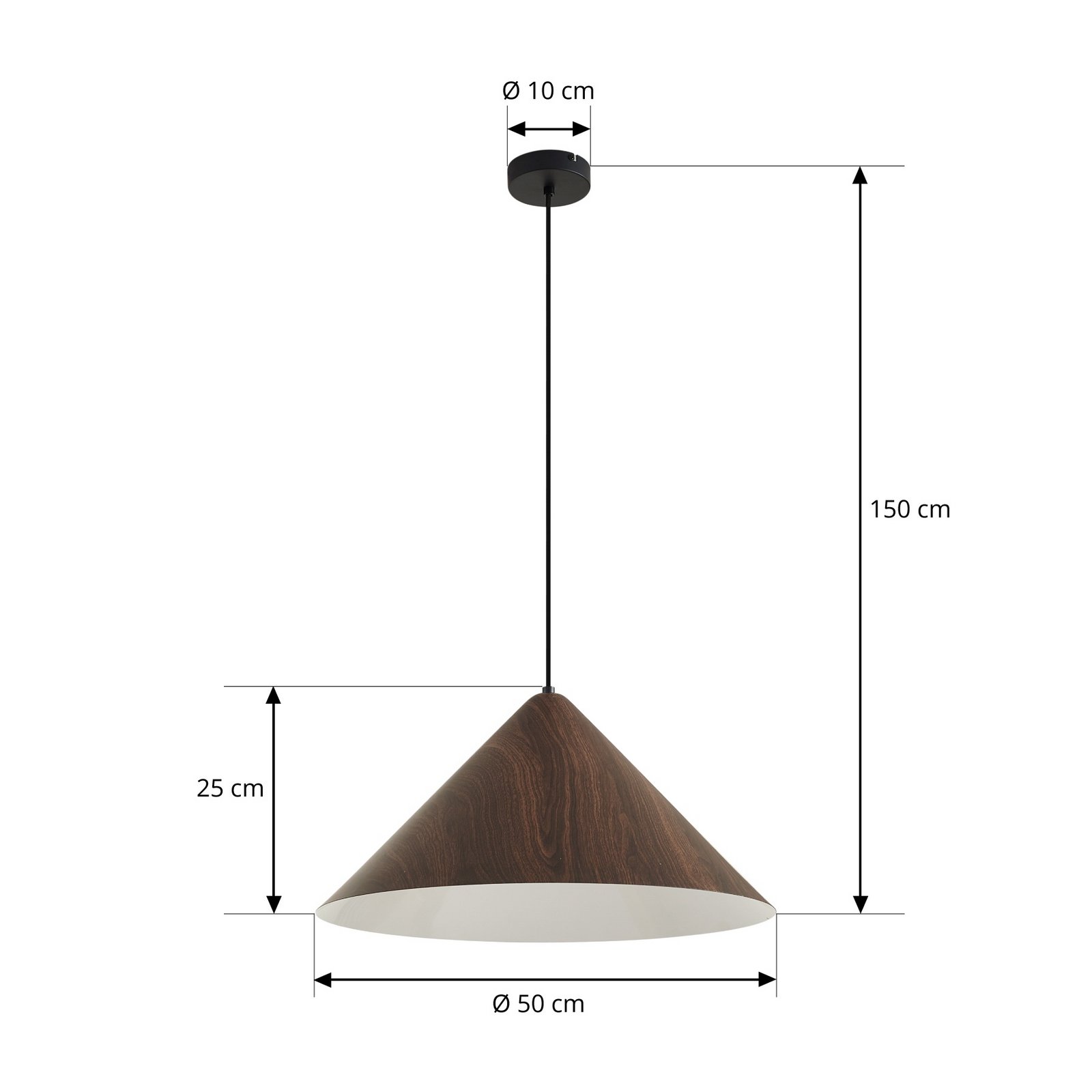 Lindby suspension Clarine, noyer, Ø 50 cm, métal