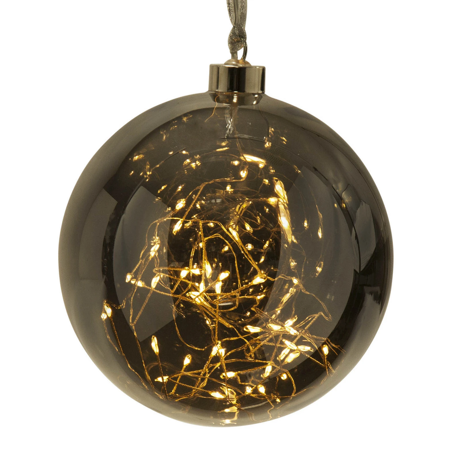 Sphère déco LED Glow en verre, Ø 15 cm gris fumée