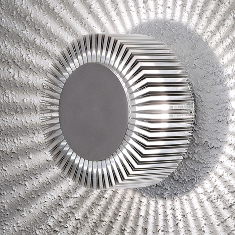 LED-Außenwandlampe Monza Strahlen rund silber 15cm