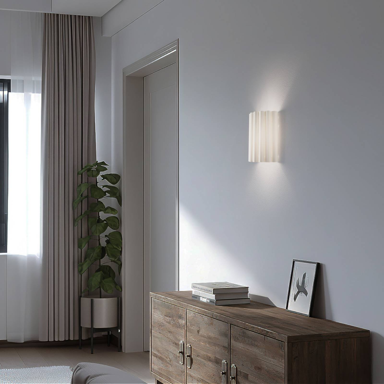 Wandleuchte Aria, ecru, Microfaser, E27 günstig online kaufen